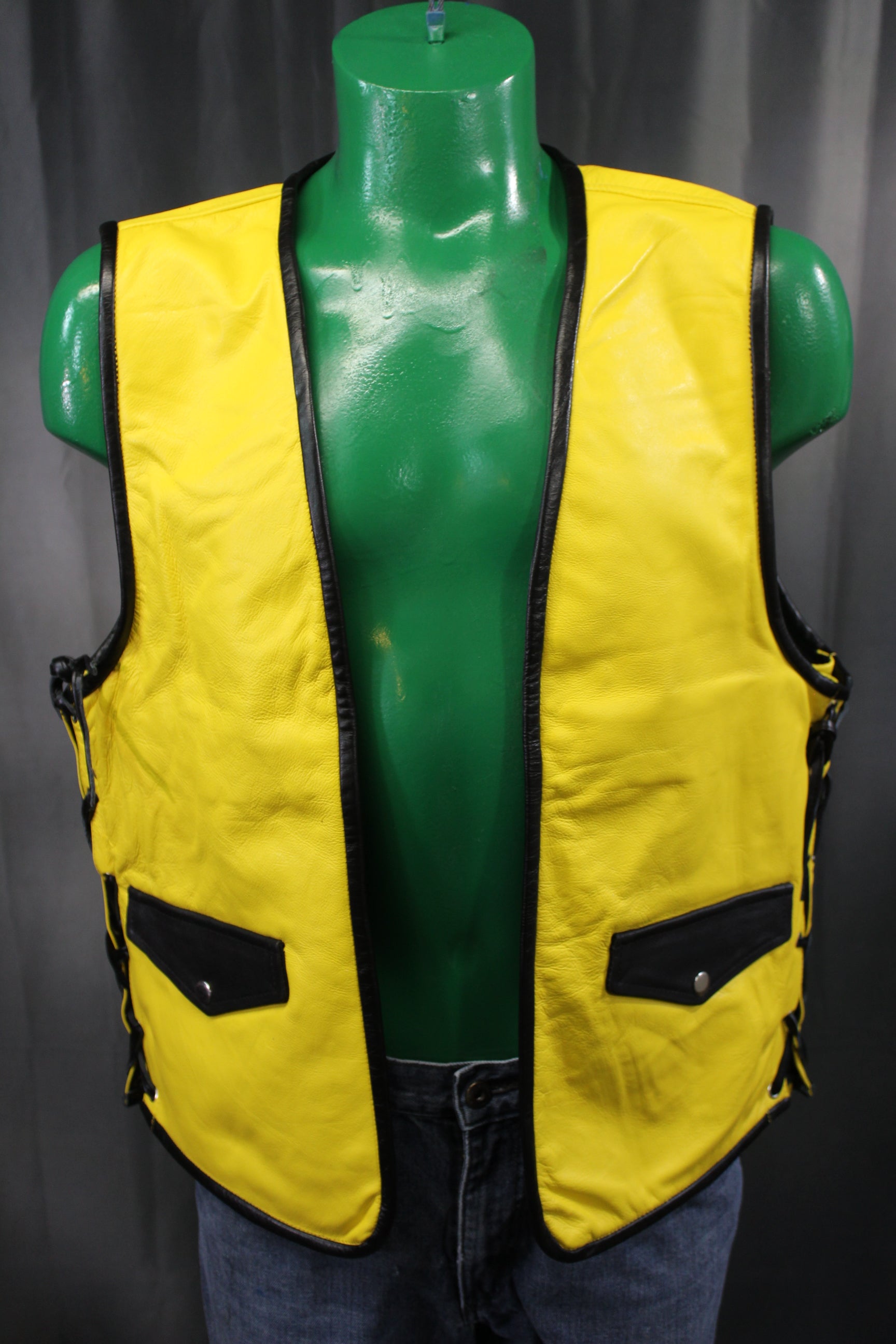 OnF Leather Bar Vest - Yellow with Black Highlights