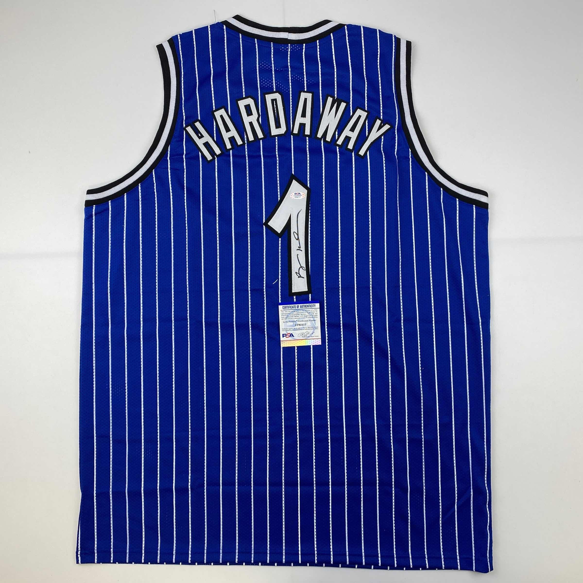 Autographed/Signed Anfernee Penny Hardaway Orlando Blue Pinstripe Basketball Jersey PSA/DNA COA