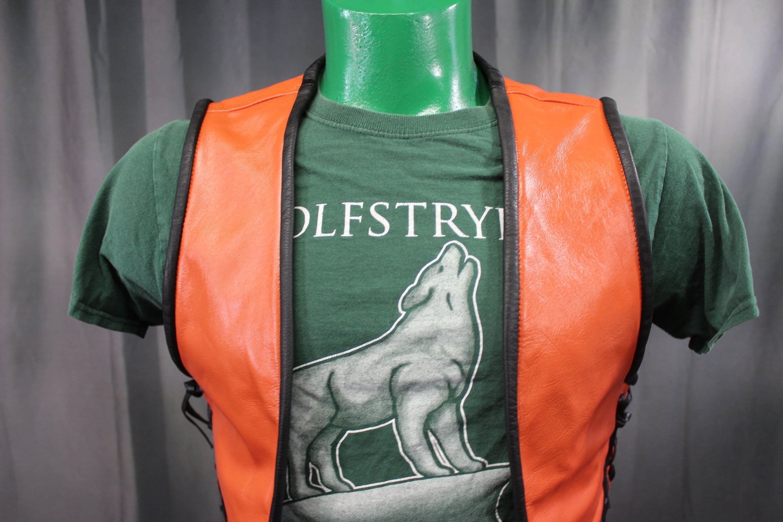 OnF Leather Bar Vest - Orange with Black Highlights