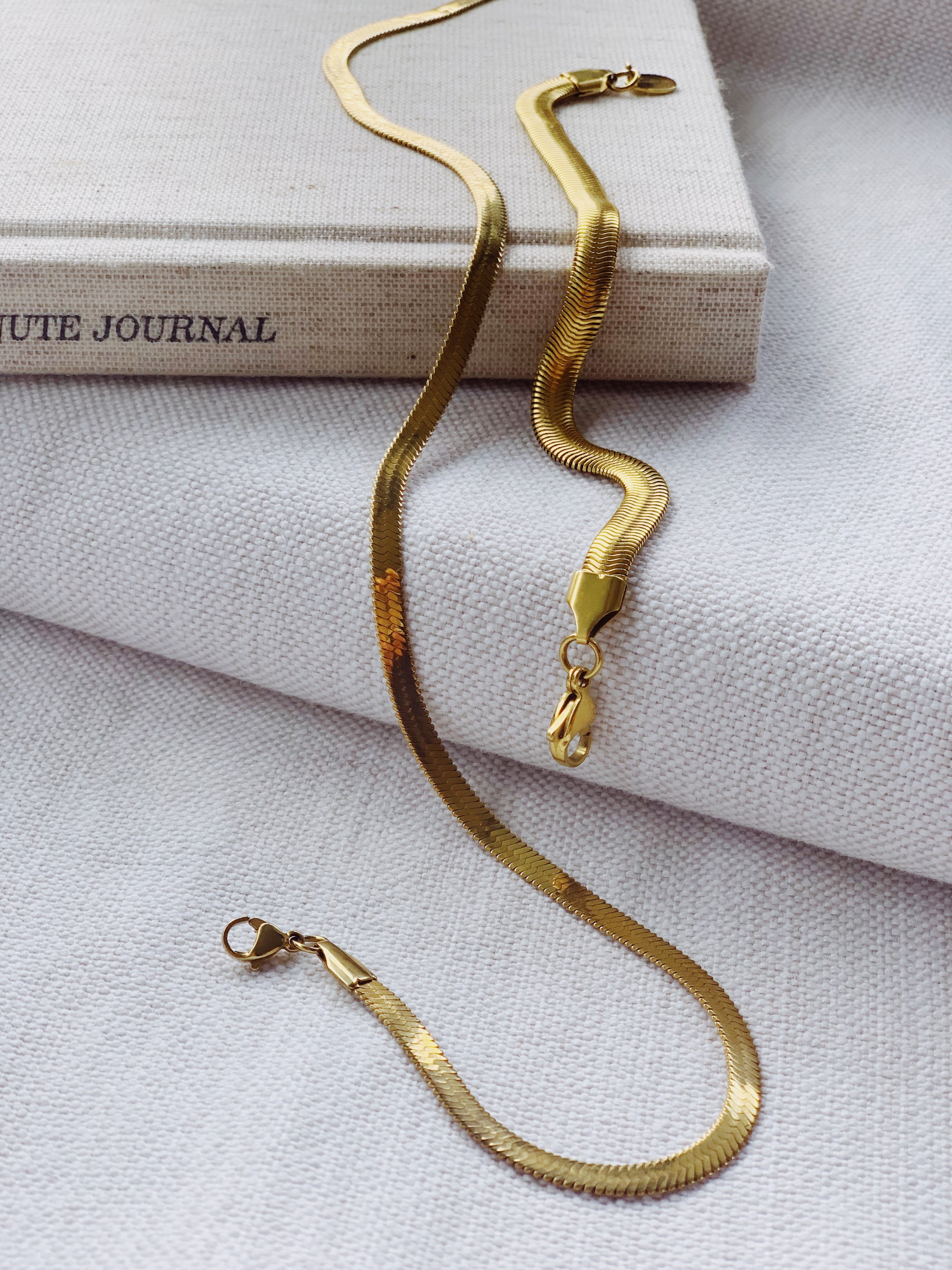 Liquid Gold Herringbone Chain Bracelet