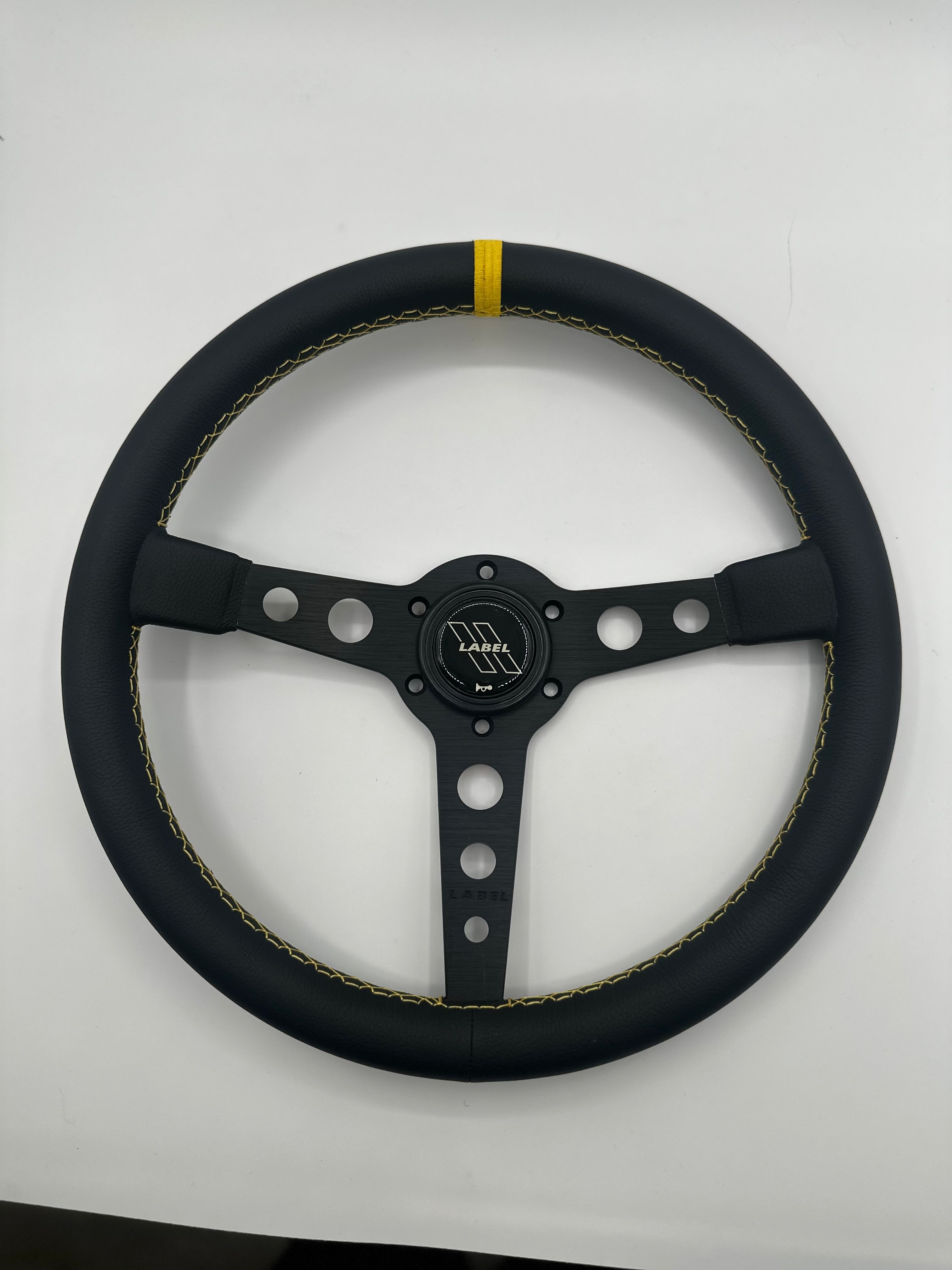 The Daytona | Black Leather | Black Spoke | Yellow Stitch