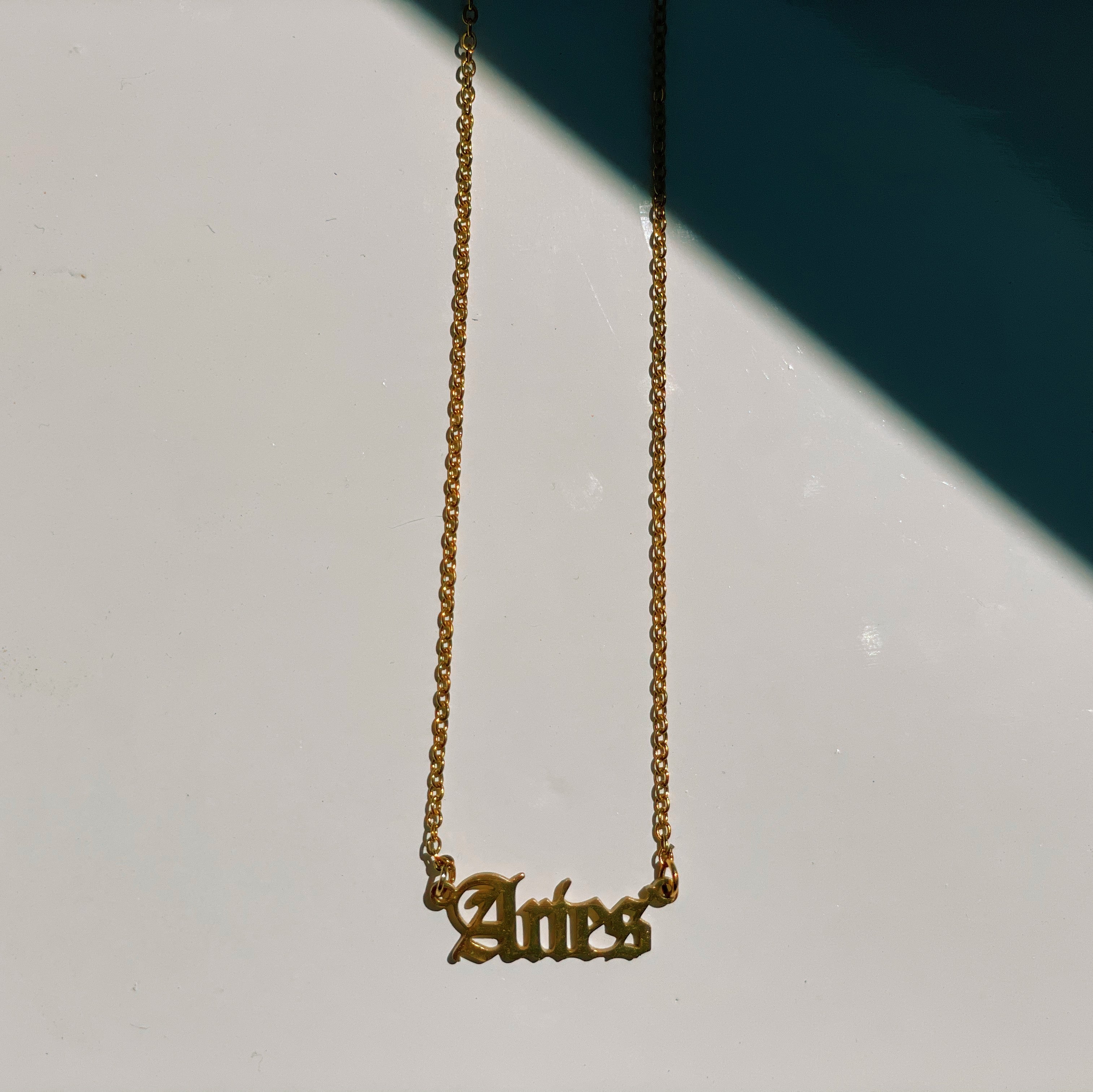 Aries Zodiac Nameplate Necklace