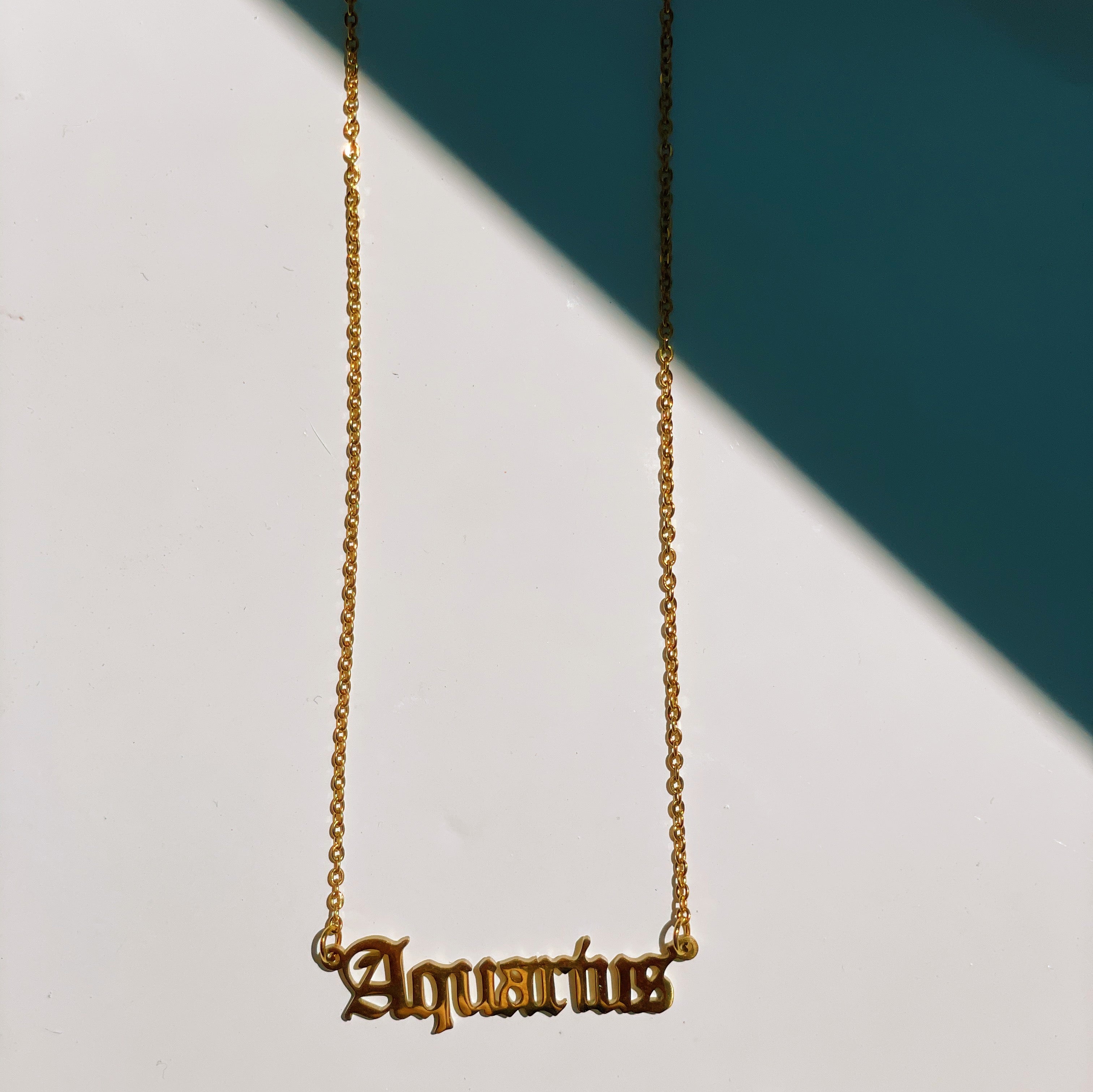 Aquarius Zodiac Nameplate Necklace