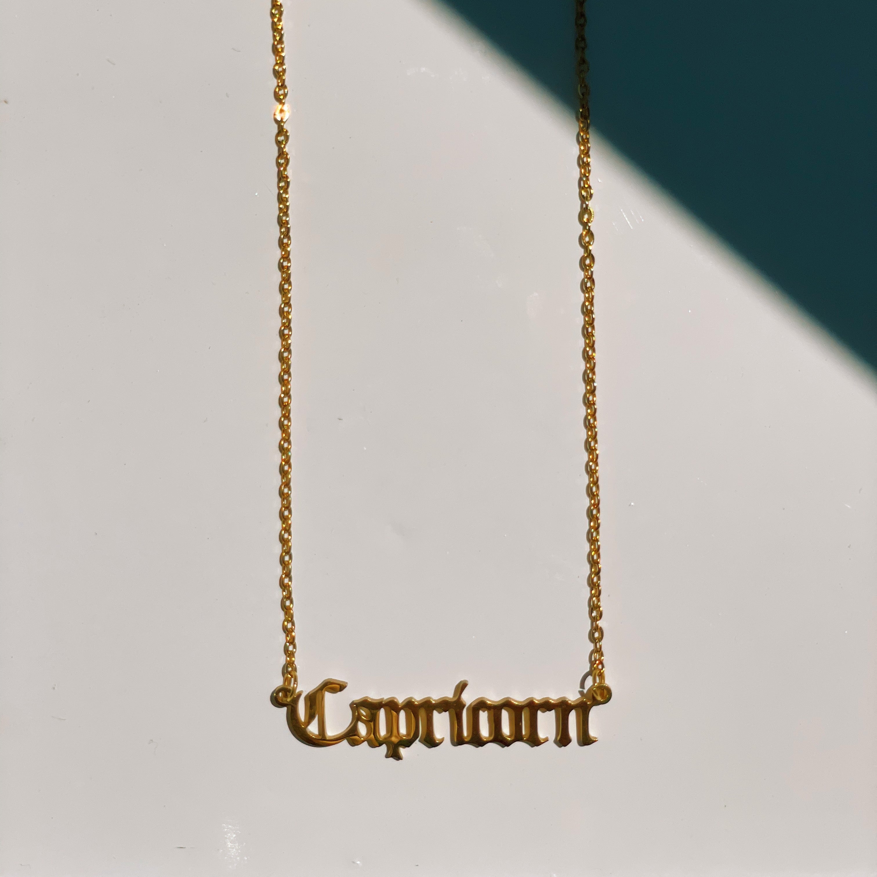 Capricorn Zodiac Nameplate Necklace