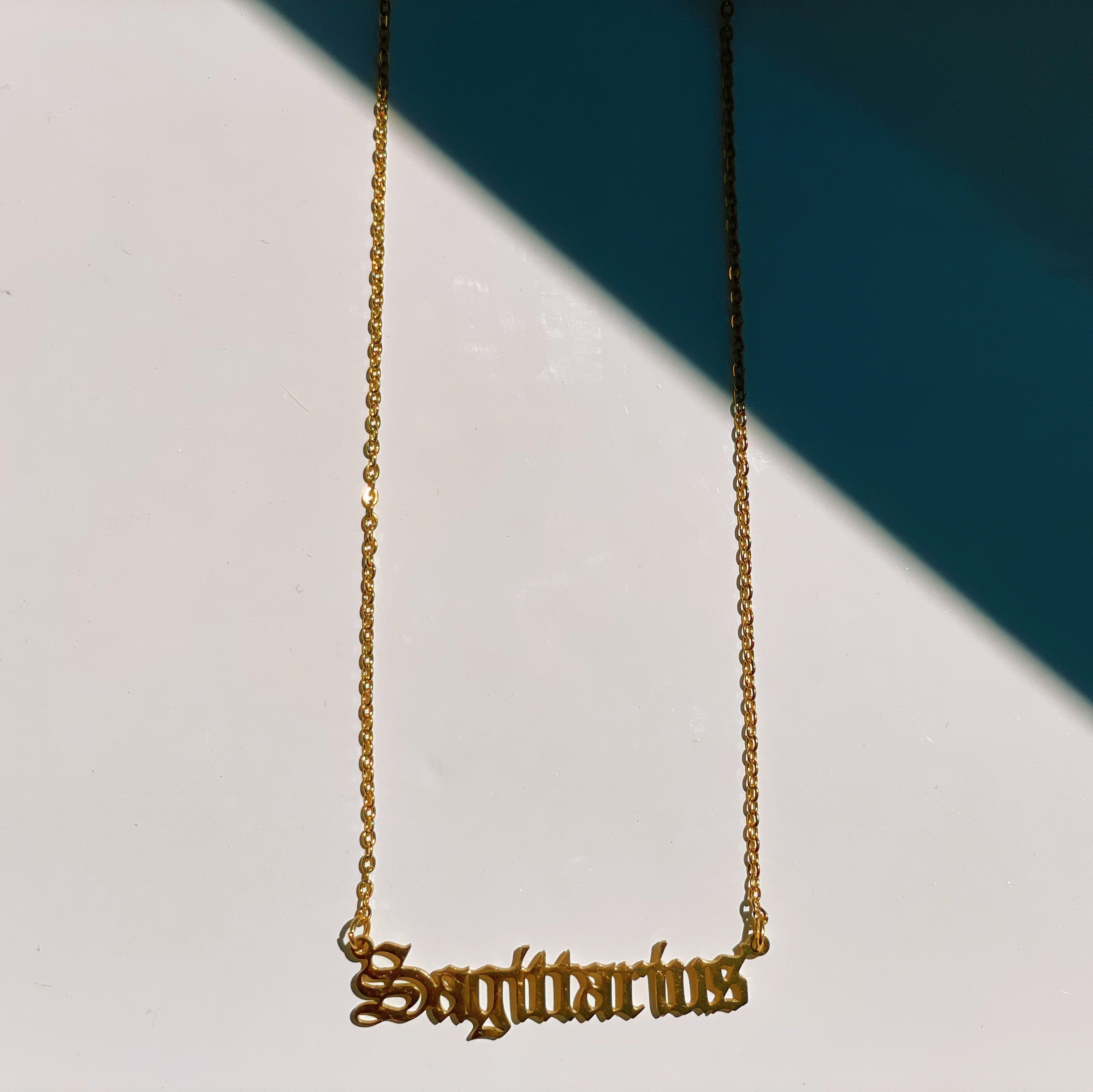 Sagittarius Zodiac Nameplate Necklace