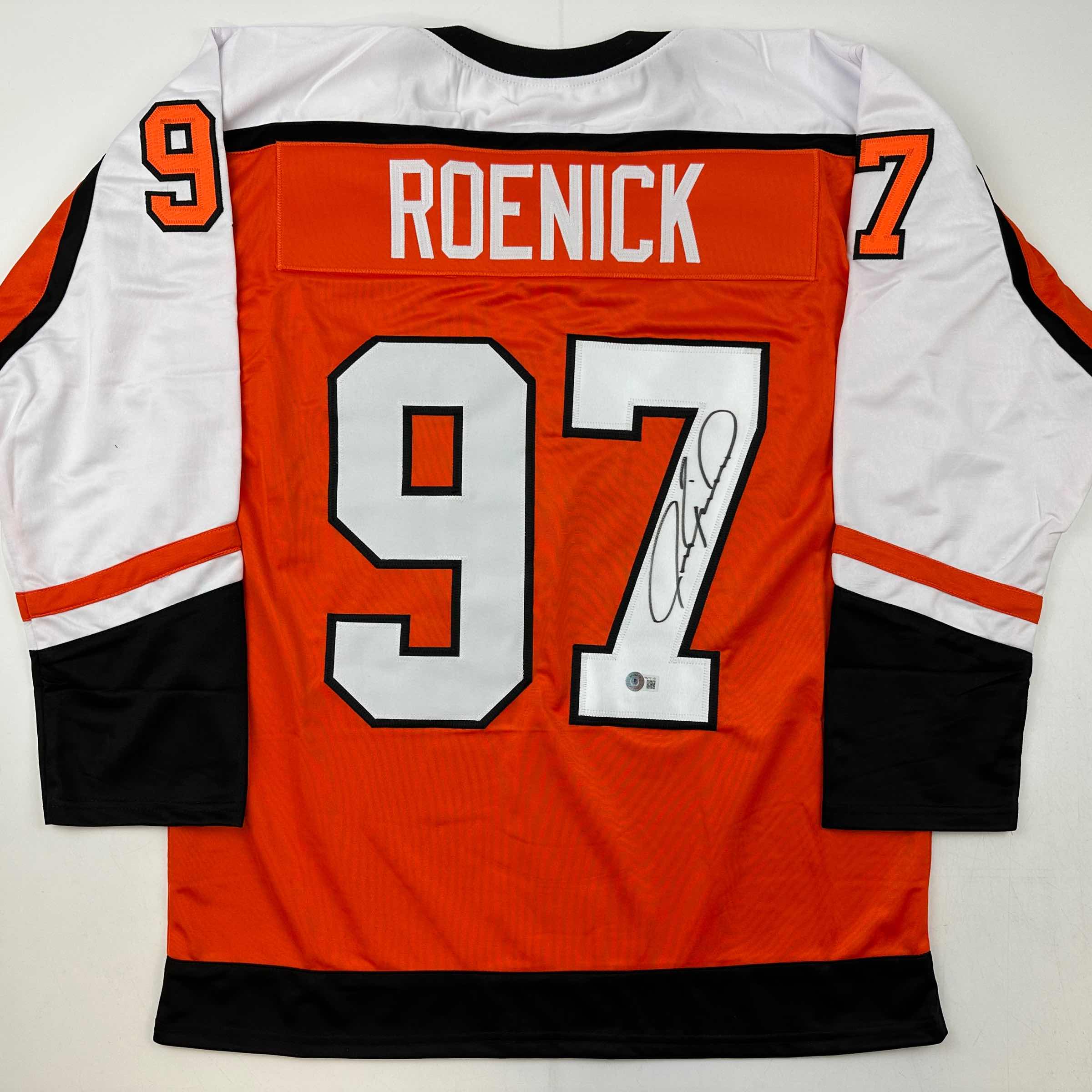 Autographed/Signed Jeremy Roenick Philadelphia Orange Hockey Jersey Beckett BAS COA