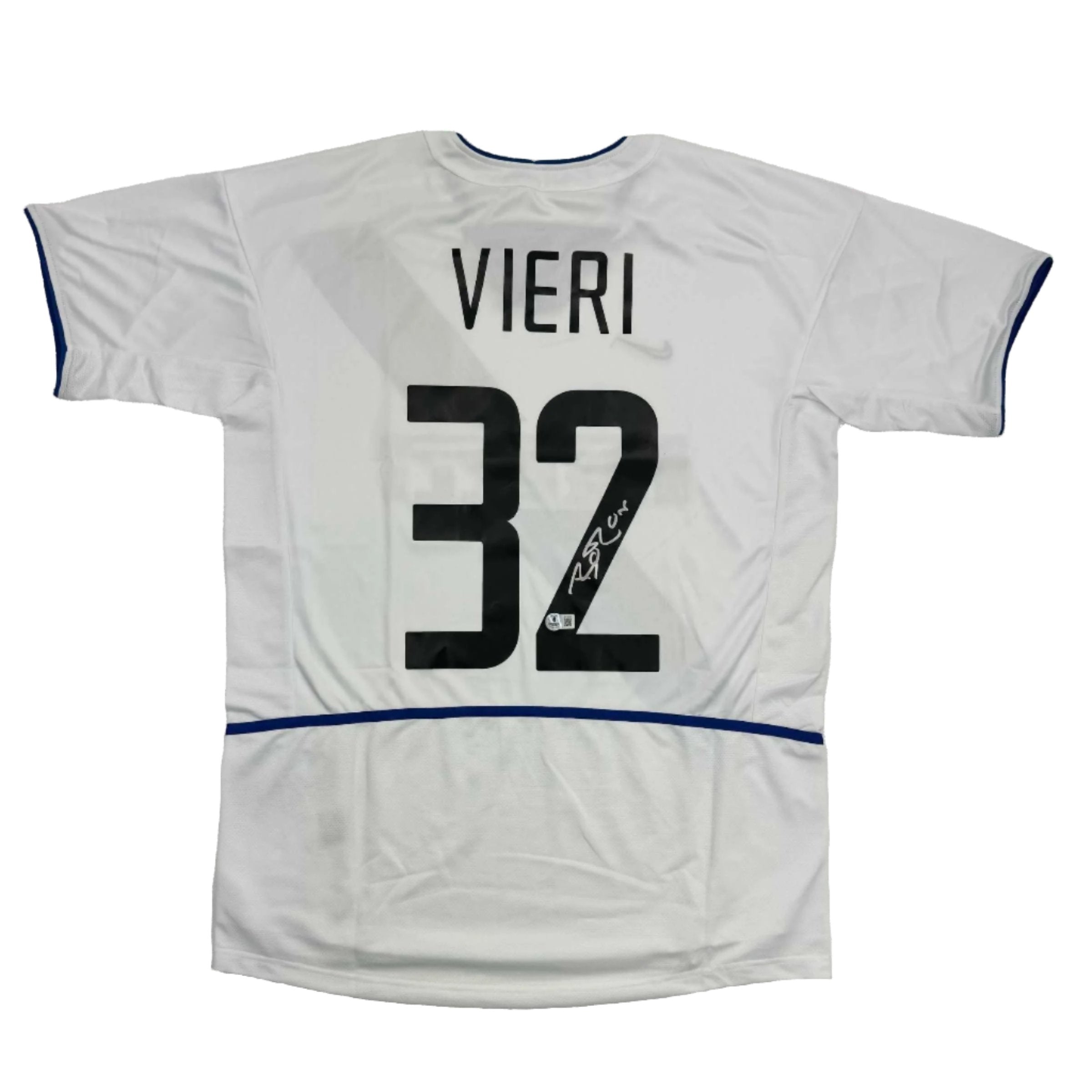 Autographed/Signed Christian Vieri Inter Milan White Soccer Futbol Jersey Beckett BAS COA