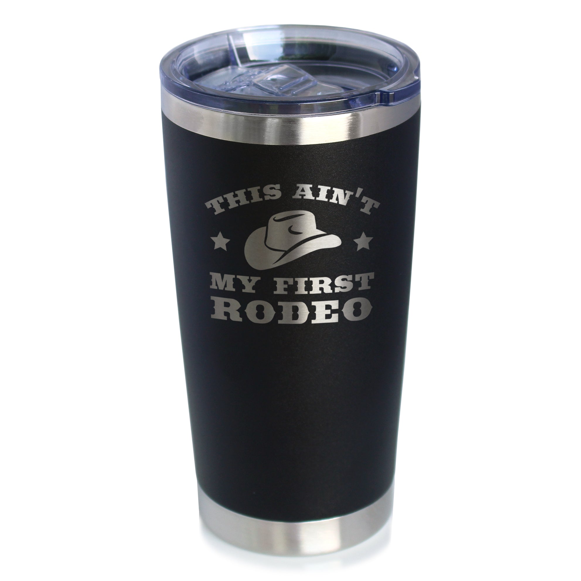 Ain&amp;#39;t My First Rodeo - Insulated Coffee Tumbler Cup with Sliding Lid - Stainless Steel Insulated Mug - Horse Themed Coffee Gifts