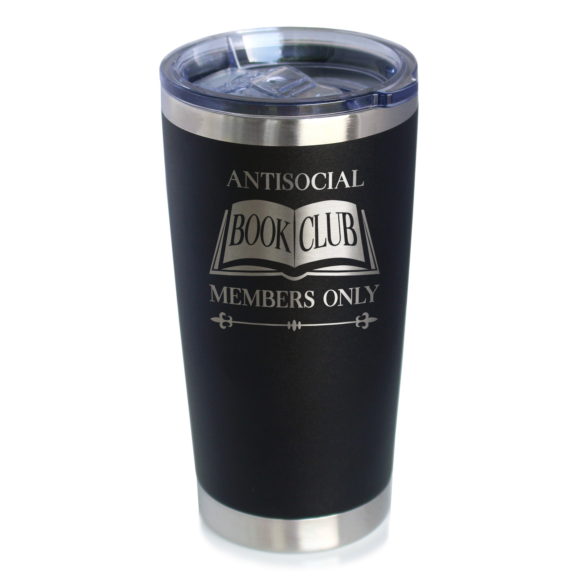 Antisocial Book Club Insulated Coffee Tumbler with Sliding Lid Gifts for Exclusive Book Clubs 20oz Stainless Steel Tumbler