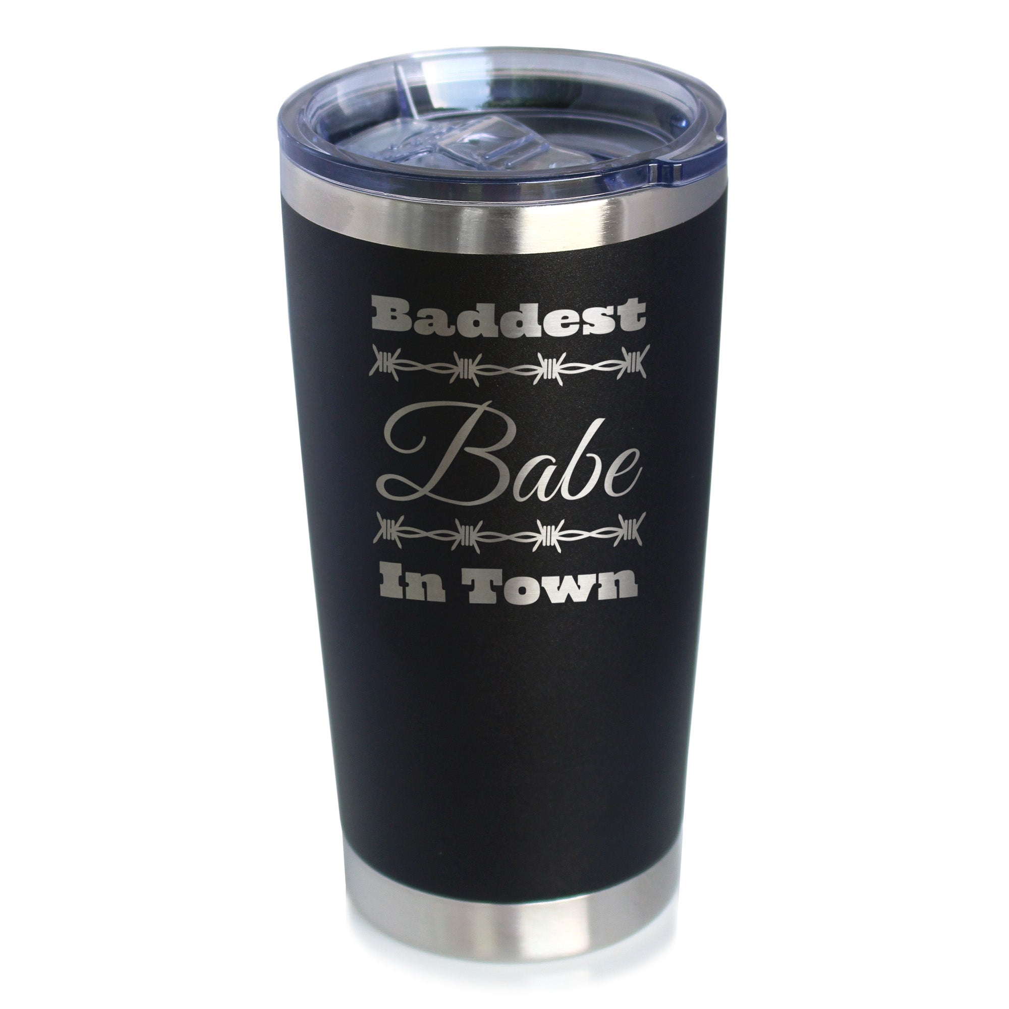 Baddest Babe in Town Insulated Coffee Tumbler with Sliding Lid Gifts for Women with Attitude 20oz Stainless Steel Tumbler