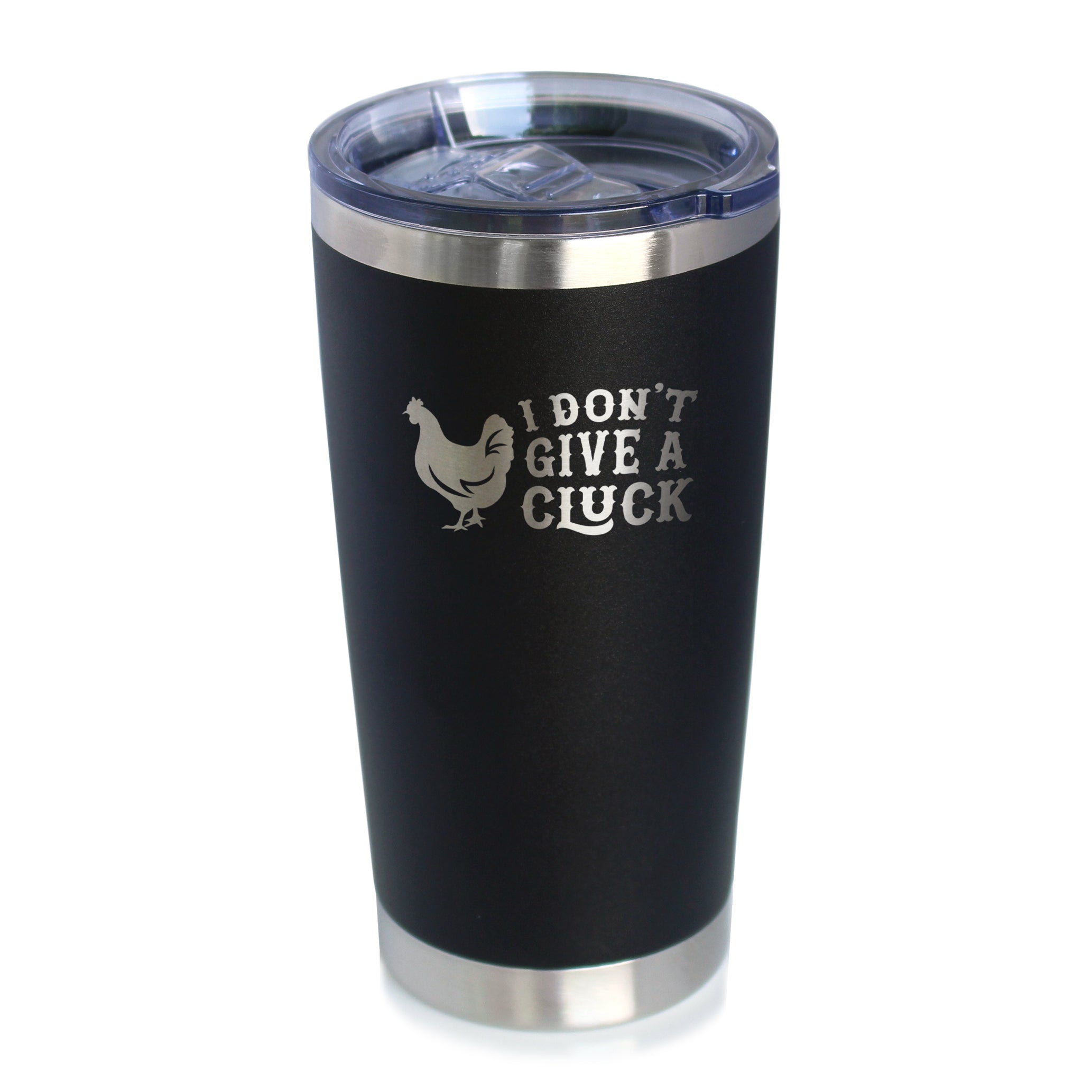 Don&amp;#39;t Give A Cluck - Insulated Coffee Tumbler Cup with Sliding Lid - Stainless Steel Insulated Mug - Funny Chicken Gift for Women and Men