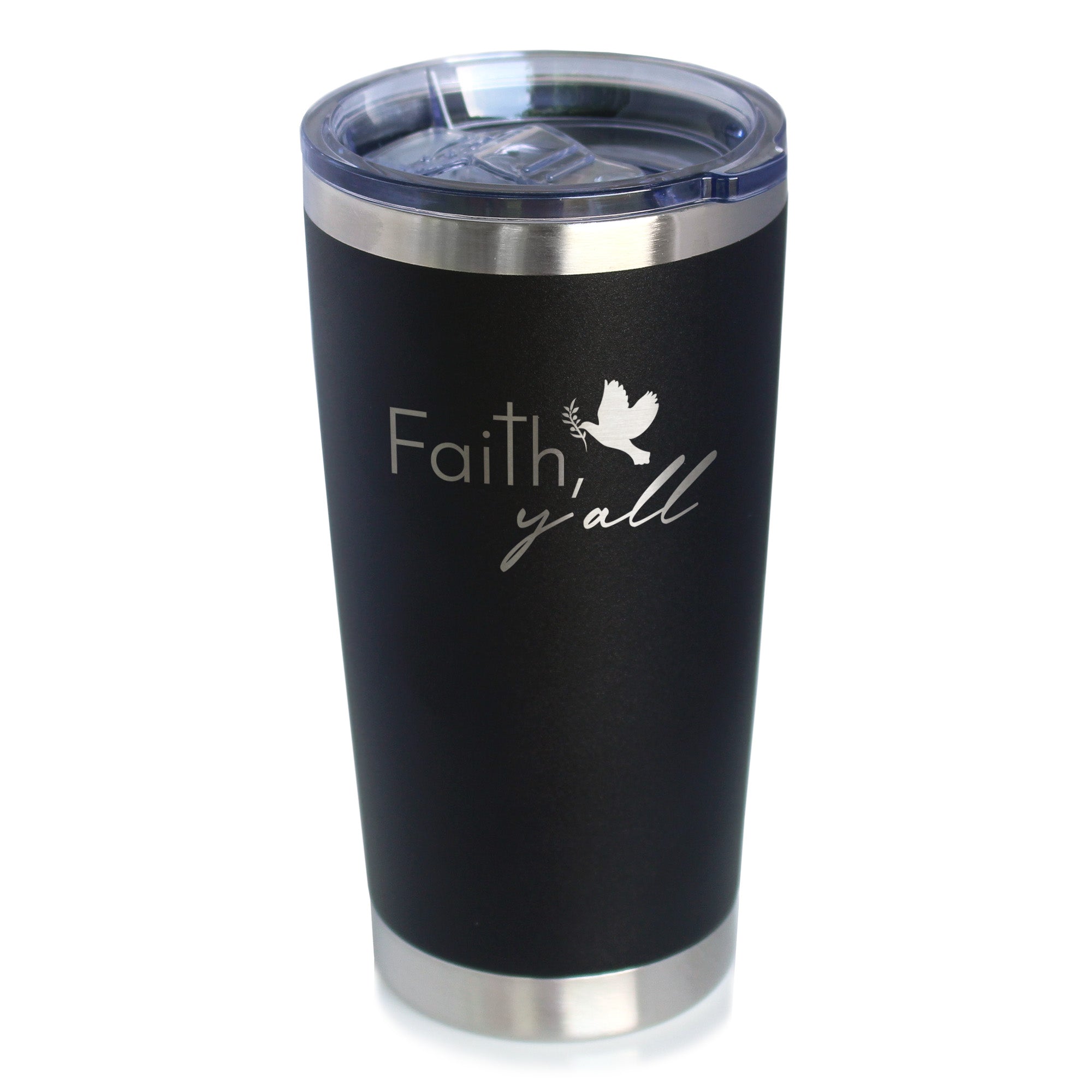 Faith Y&amp;#39;all Insulated Coffee Tumbler with Sliding Lid Christianity Gifts for Christians 20oz Stainless Steel Tumbler