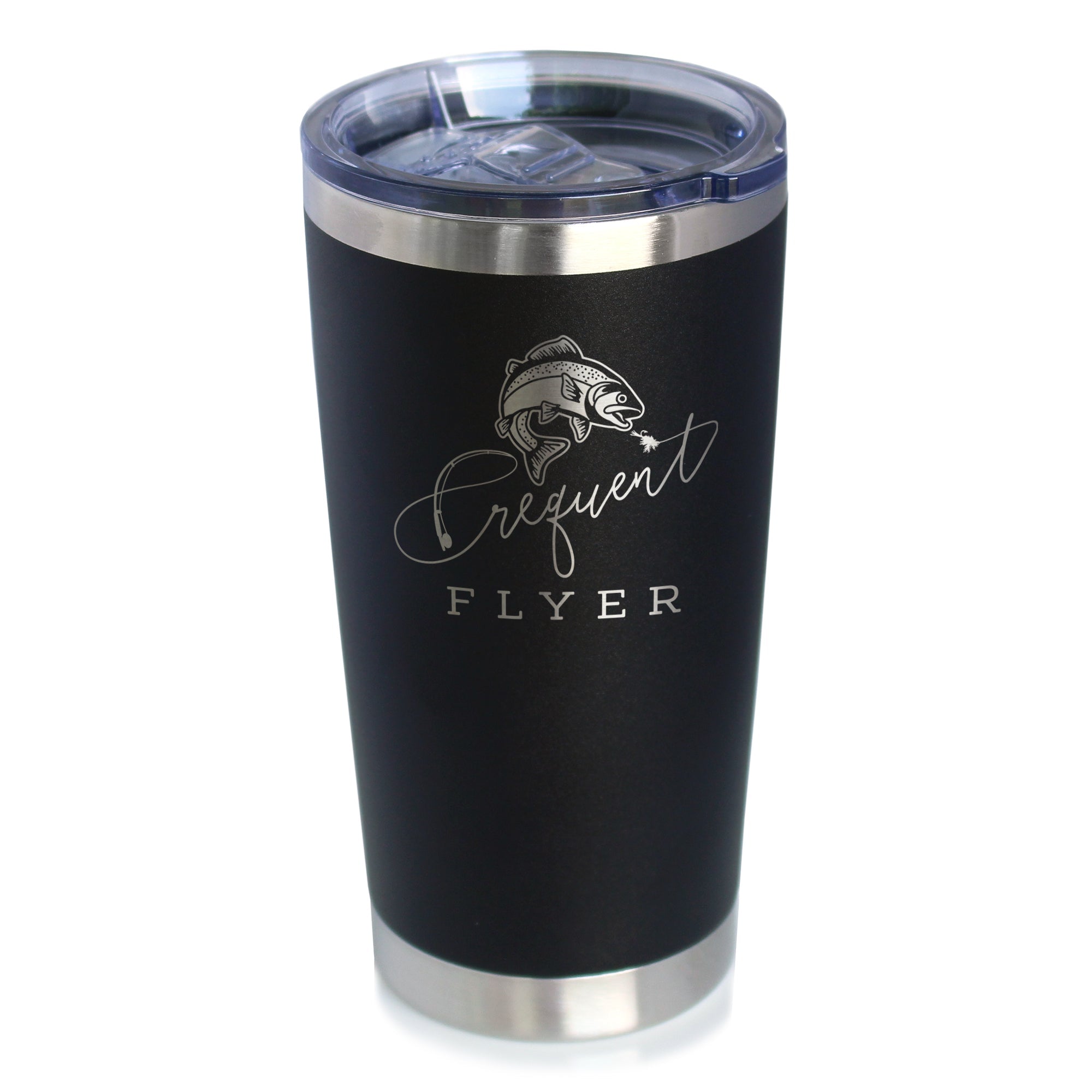 Frequent Flyer Insulated Coffee Tumbler with Sliding Lid Fly Fishing Accessories and Gifts 20oz Stainless Steel Tumbler