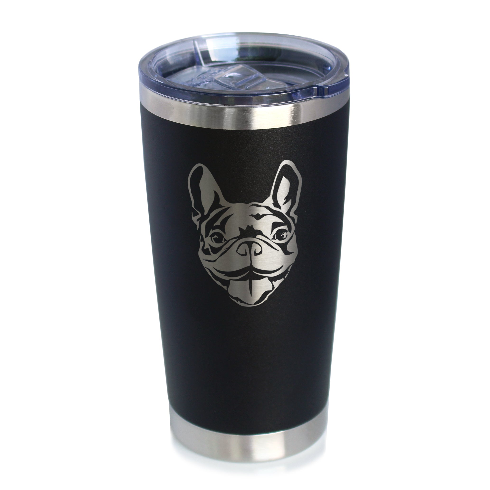Happy Frenchie - Insulated Coffee Tumbler Cup with Sliding Lid - Stainless Steel Travel Mug - French Bulldog Dog Gifts for Women &amp;amp; Men