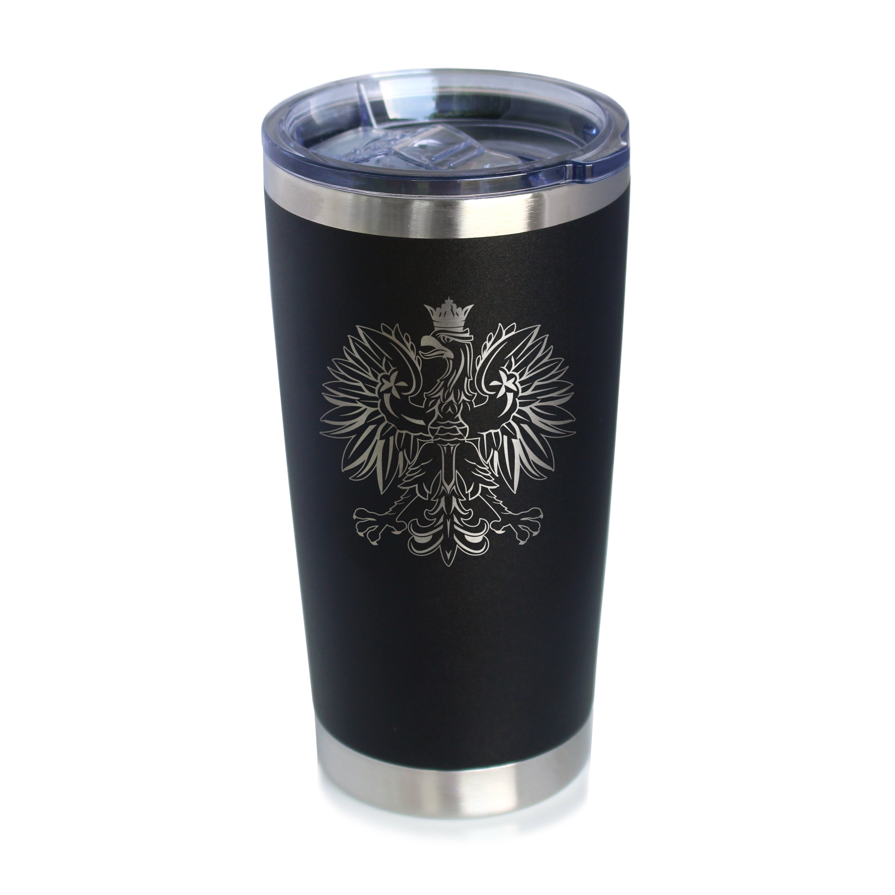 Polish Eagle - Insulated Coffee Tumbler Cup with Sliding Lid - Stainless Steel Insulated Mug - Cute Poland Gifts or Party Decor for Women and Men