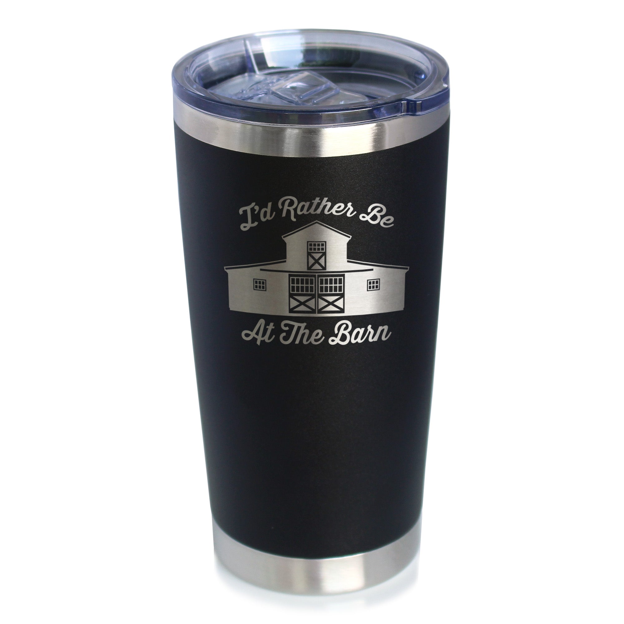 Rather Be At Barn - Insulated Coffee Tumbler Cup with Sliding Lid - Stainless Steel Insulated Mug - Farmhouse Gifts &amp;amp; Decor