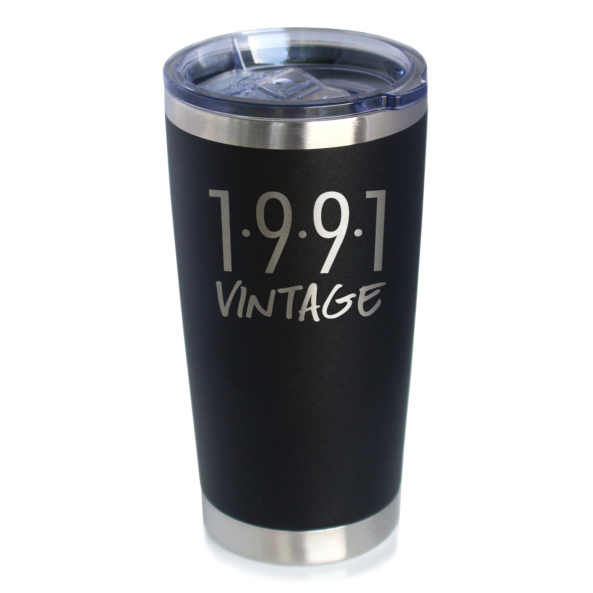 Vintage 1991 - Insulated Coffee Tumbler Cup with Sliding Lid - 20 oz - Funny 34th Birthday Gift for Women or Men Turning 34