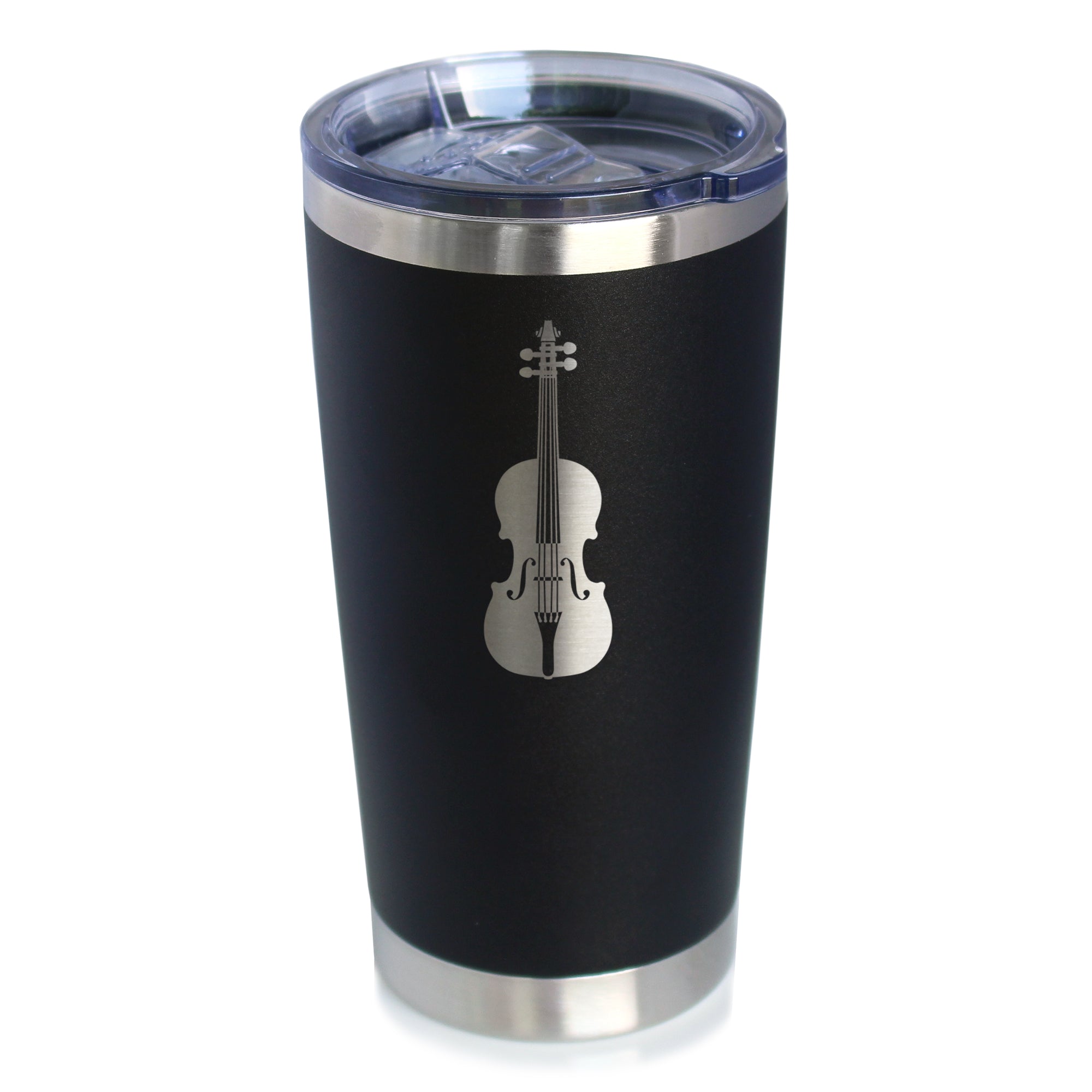Violin - Insulated Coffee Tumbler Cup with Sliding Lid - Stainless Steel Insulated Mug - Orchestra Gifts for Violinists