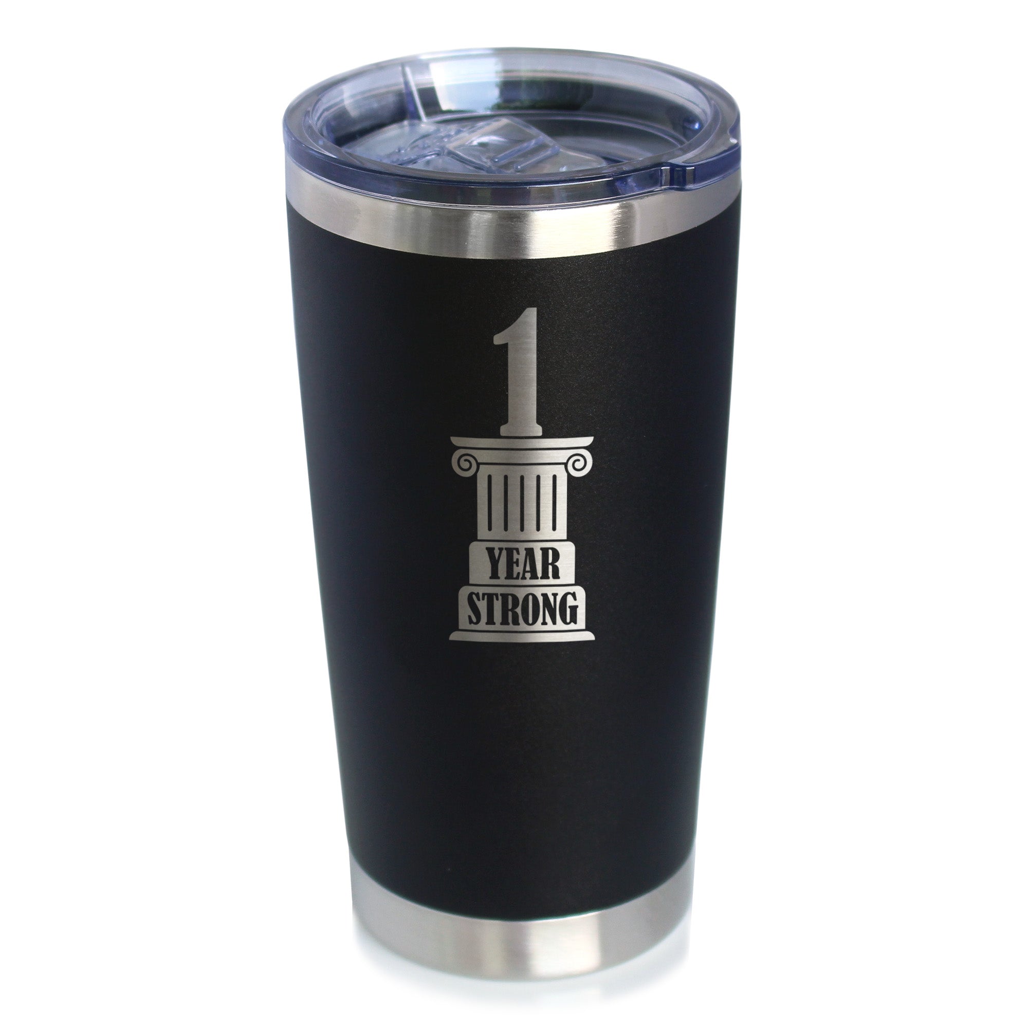 1st Anniversary Party Decor Insulated Coffee Tumbler with Sliding Lid 1 Year Strong 20oz Stainless Steel Tumbler