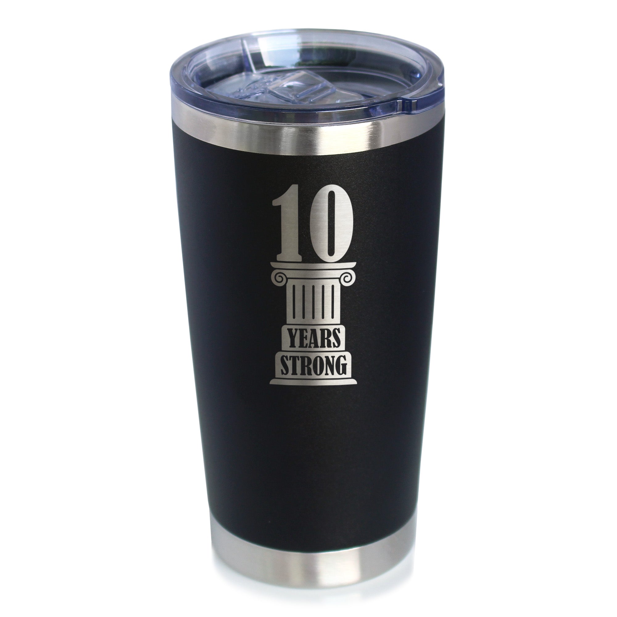 10th Anniversary Party Decor Insulated Coffee Tumbler with Sliding Lid 10 Years Strong 20oz Stainless Steel Tumbler