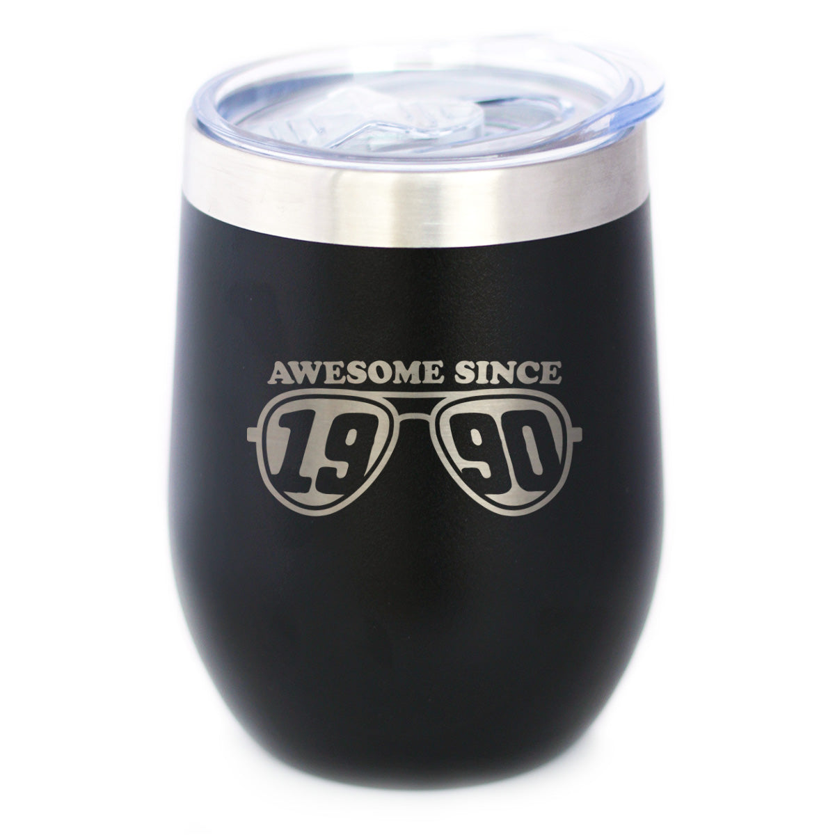 Awesome Since 1990 Insulated Wine Tumbler with Sliding Lid 35th Birthday Gift Ideas 12oz Stainless Steel Tumbler