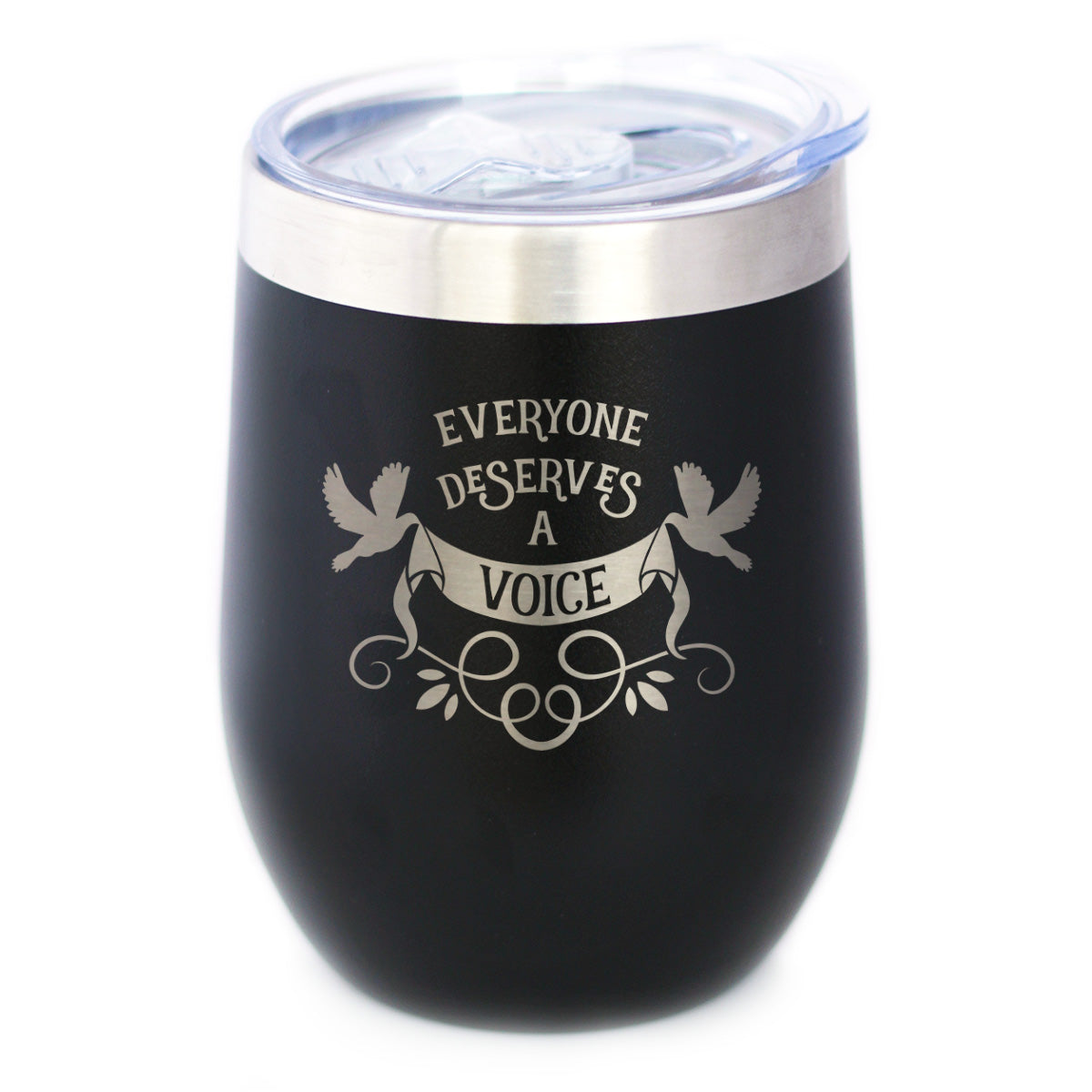 Everyone Deserves A Voice Insulated Wine Tumbler with Sliding Lid Gifts for Speech Language Pathologists 12oz Stainless Steel Tumbler