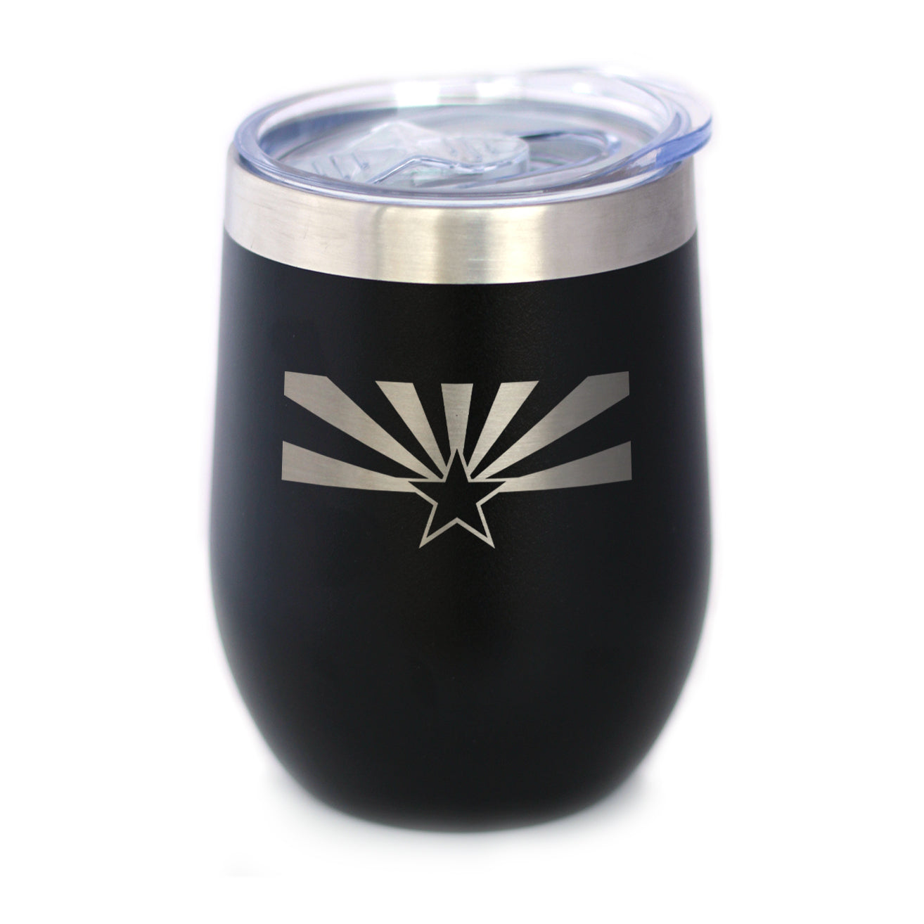 Flag of Arizona - Wine Tumbler Glass with Sliding Lid - Stainless Steel Insulated Mug - Arizona Gifts Women and Men Arizonans