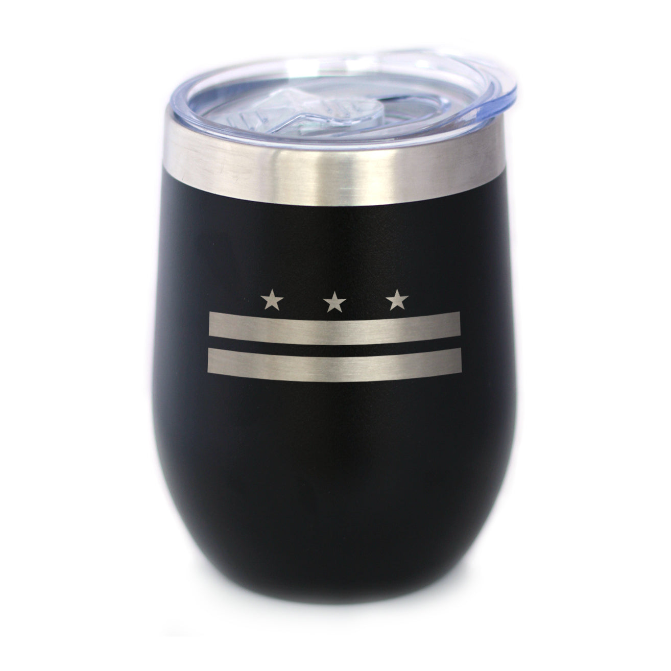 Flag of Washington DC - Wine Tumbler Glass with Sliding Lid - Stainless Steel Insulated Mug - Decor and Gifts for Washingtonians