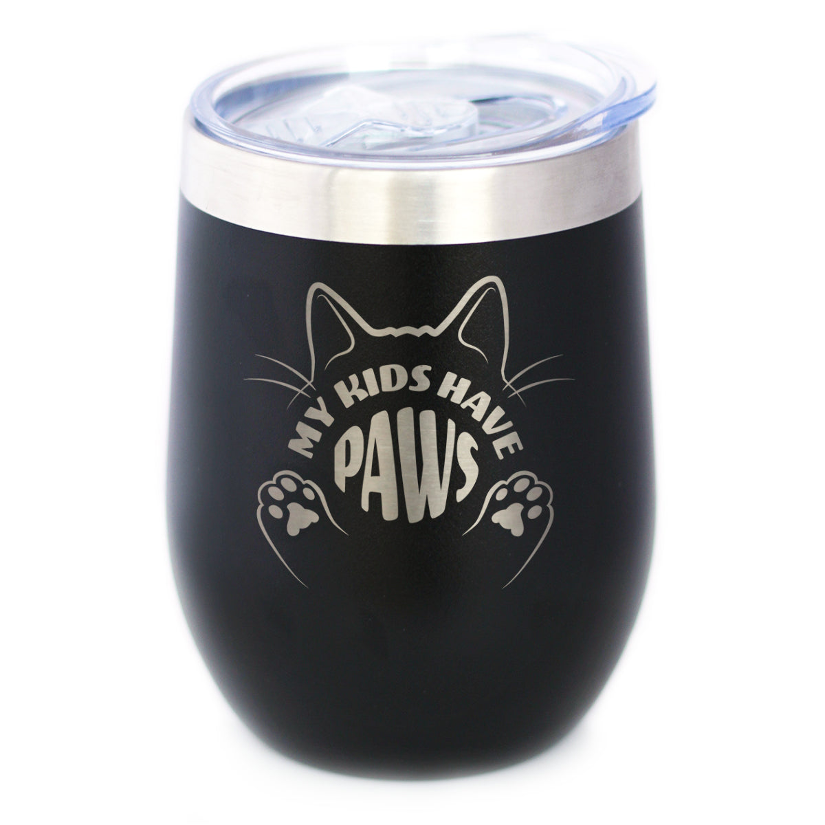 Kids Have Paws Cat Insulated Wine Tumbler with Sliding Lid Gifts for Cat People 12oz Stainless Steel Tumbler