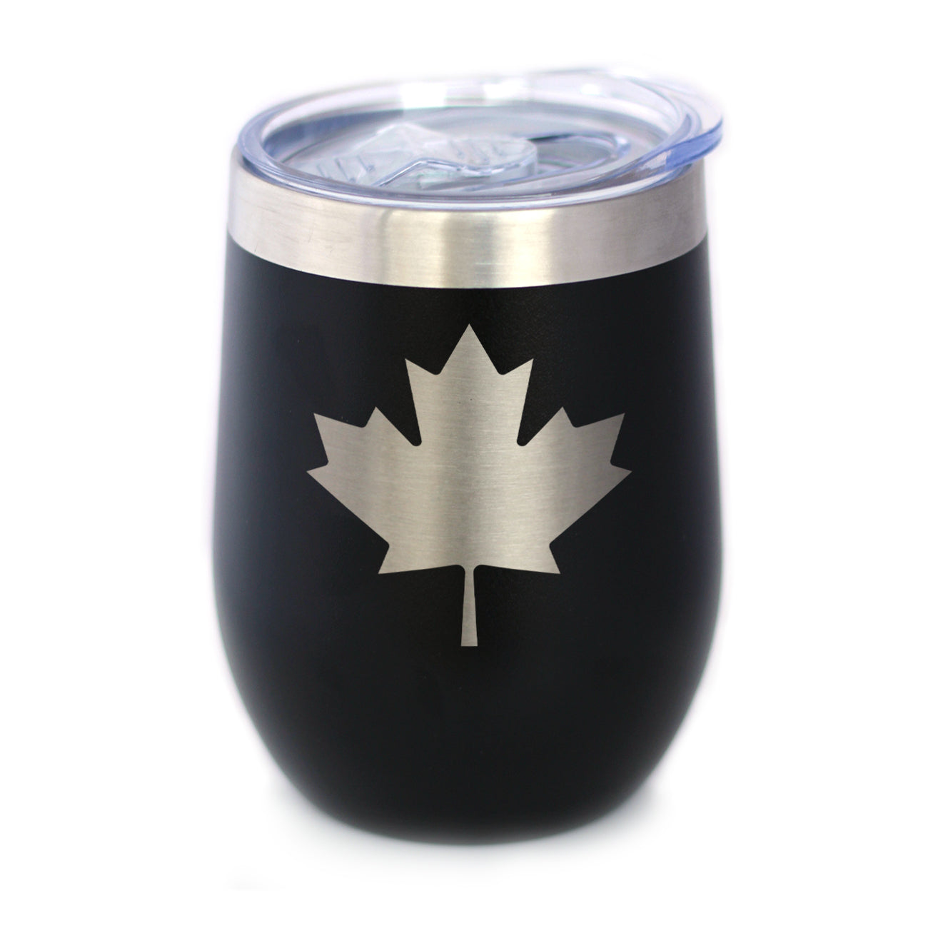 Canada Maple Leaf - Wine Tumbler Glass with Sliding Lid - Stainless Steel Insulated Mug - Canadian Flag Gifts and Decor for Women and Men