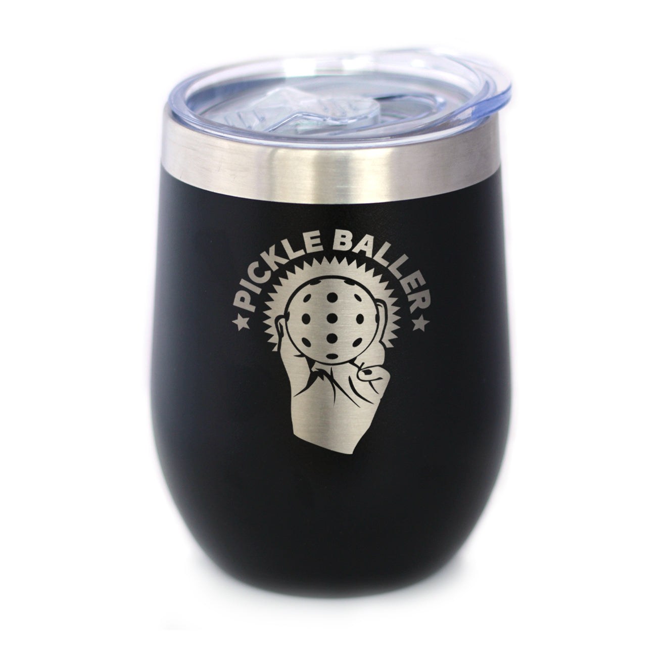 Pickleballer - Wine Tumbler Glass with Sliding Lid - Stainless Steel Travel Mug - Fun Pickleball Gifts for Women and Men