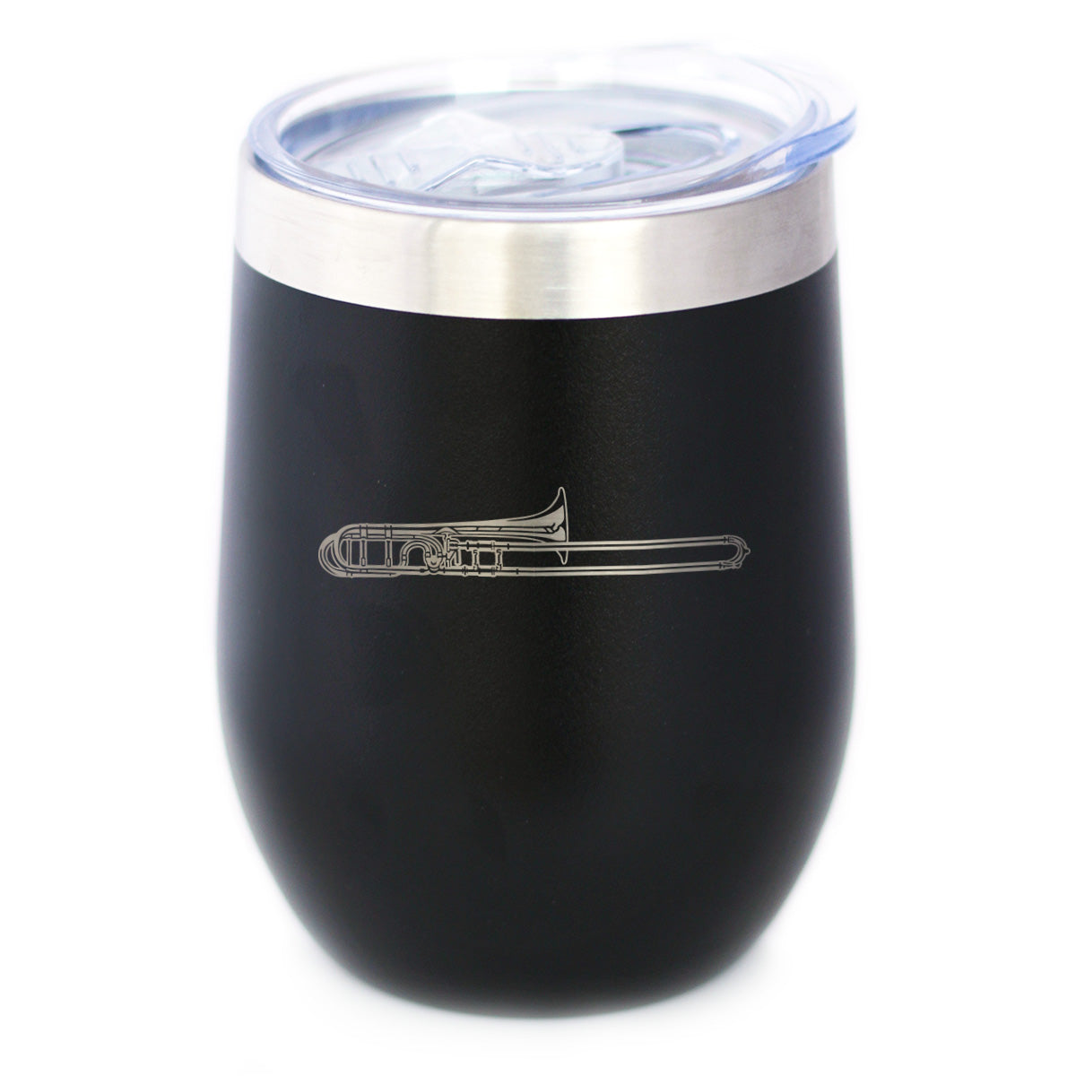 Trombone Insulated Wine Tumbler with Sliding Lid Gifts for Musicians 12oz Stainless Steel Tumbler
