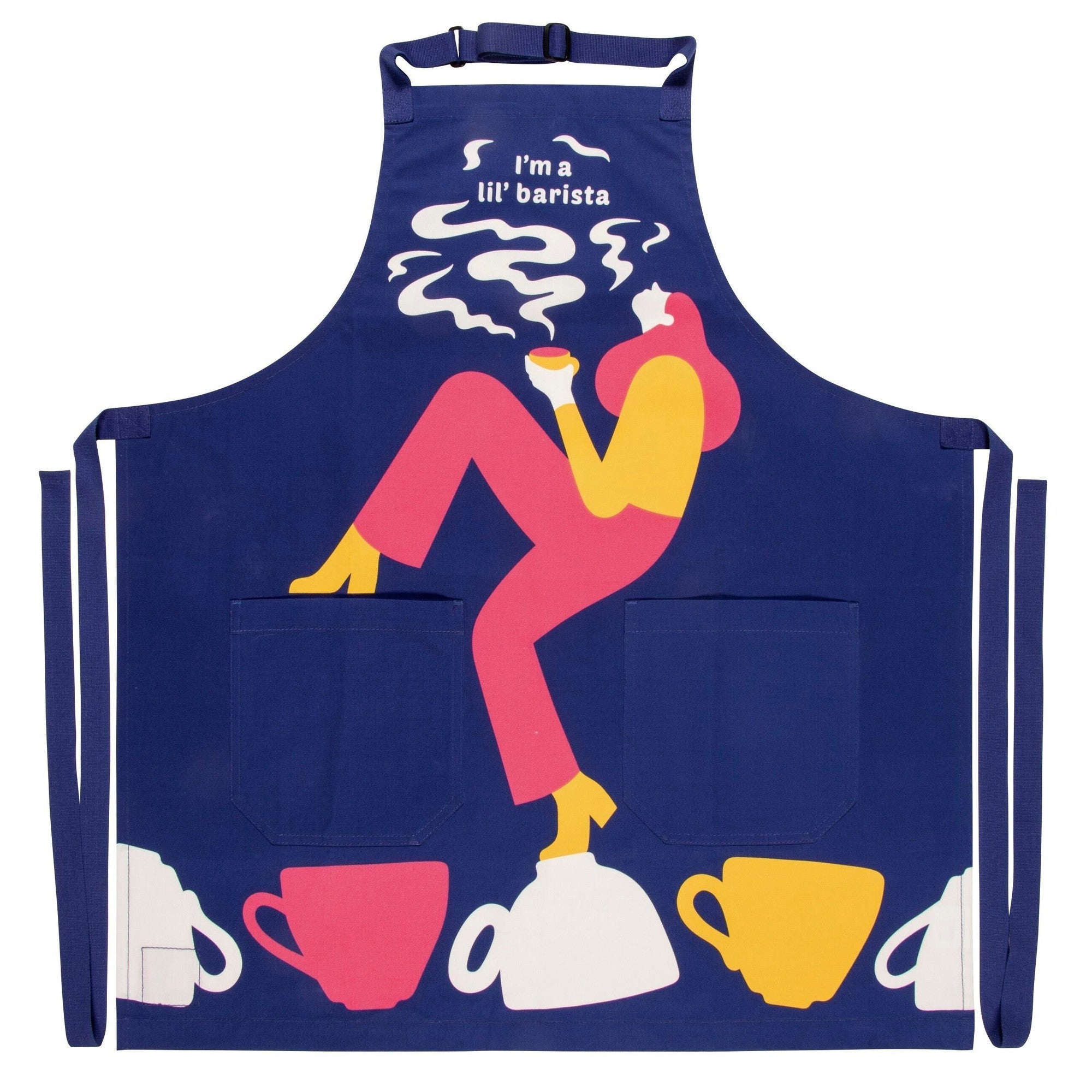 I&amp;#39;m A Lil&amp;#39; Barista Funny Cooking and Coffeemaking Apron Unisex 2 Pockets Adjustable Strap 100% Cotton | BlueQ at GetBullish