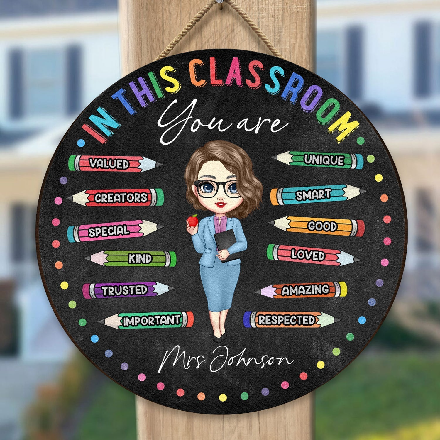 In This Classroom You Are - Personalized Round Wood Sign - Back To School, 1st Day of School - Custom Gift For Teachers & Educators, Classroom Decoration