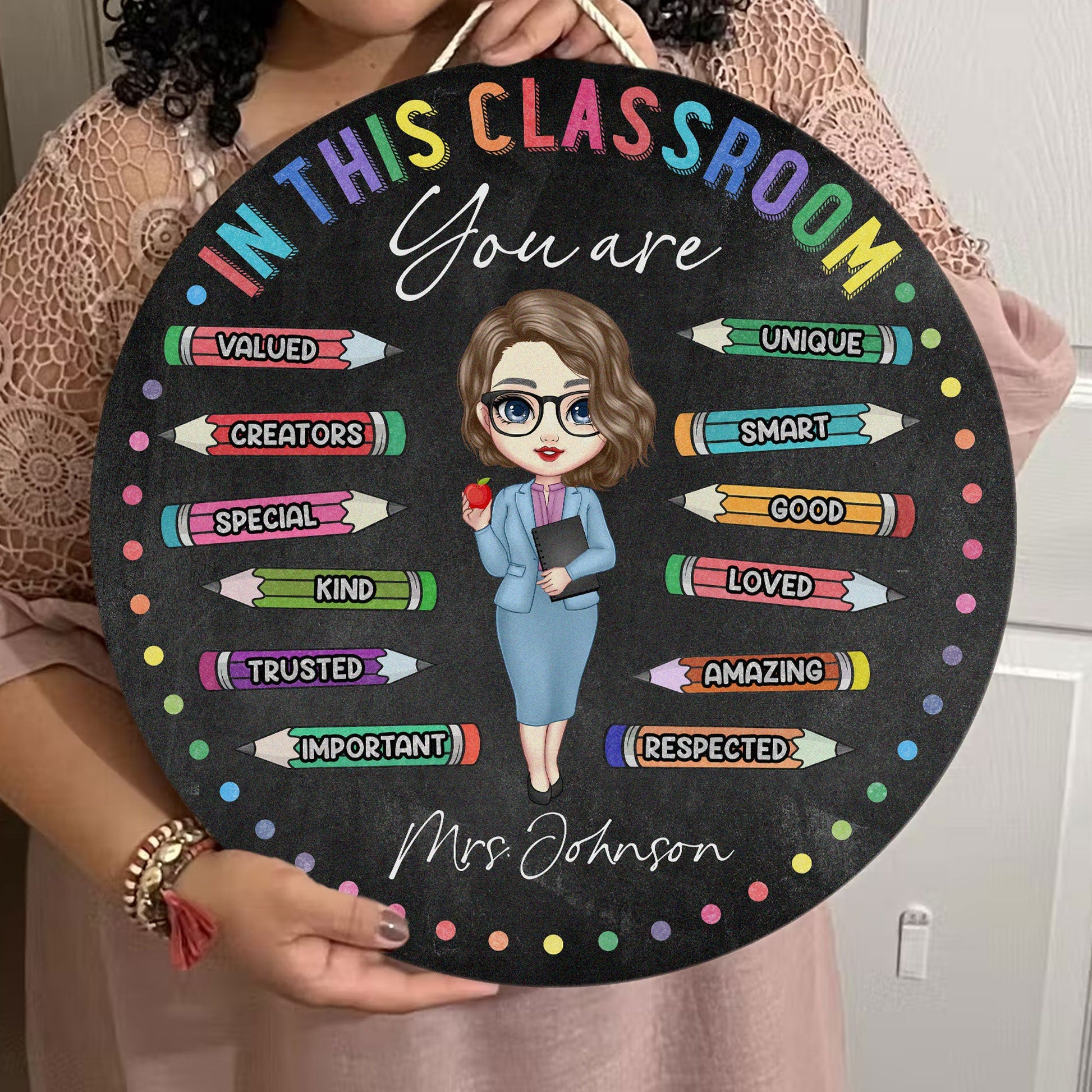 In This Classroom You Are - Personalized Round Wood Sign - Back To School, 1st Day of School - Custom Gift For Teachers & Educators, Classroom Decoration