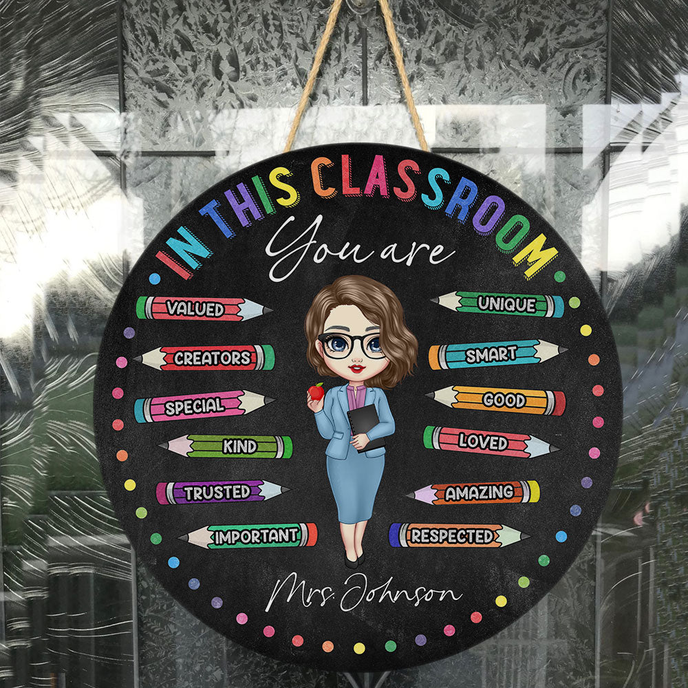 In This Classroom You Are - Personalized Round Wood Sign - Back To School, 1st Day of School - Custom Gift For Teachers & Educators, Classroom Decoration