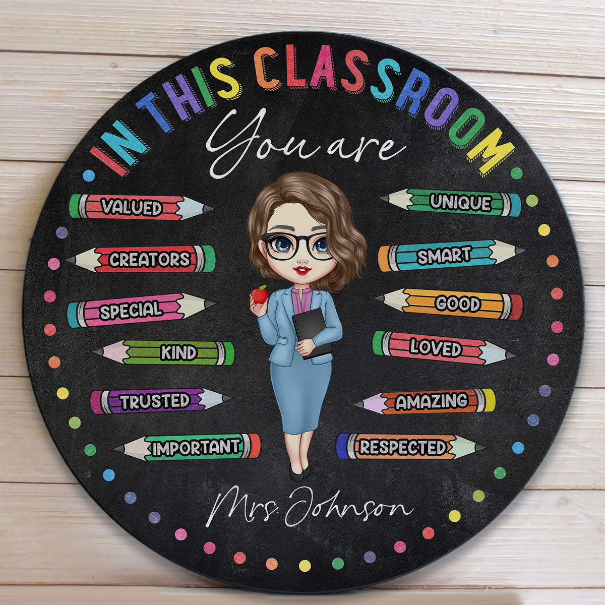 In This Classroom You Are - Personalized Round Wood Sign - Back To School, 1st Day of School - Custom Gift For Teachers & Educators, Classroom Decoration
