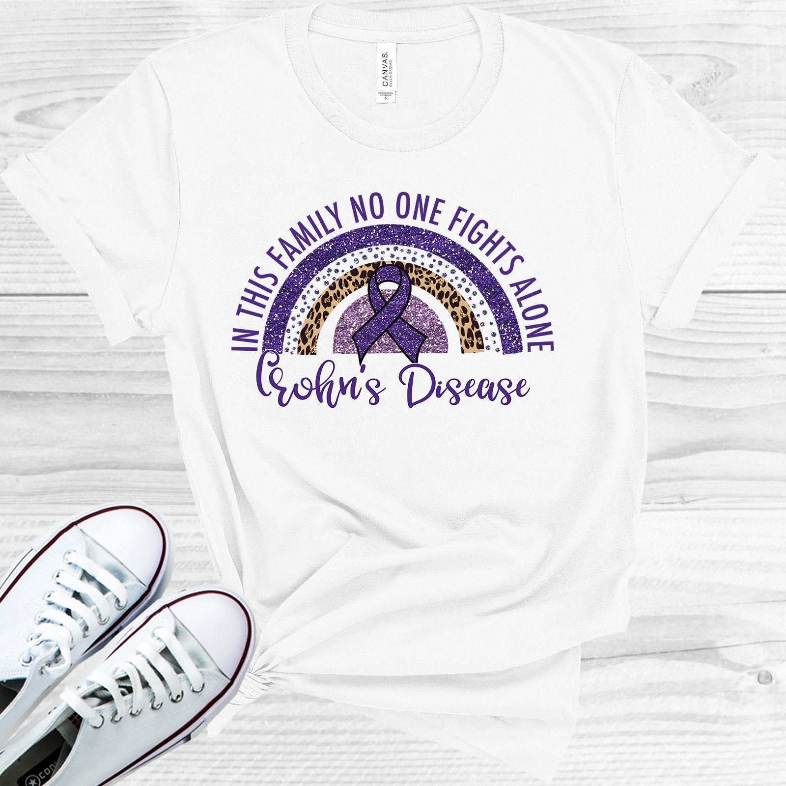 In This Family No One Fights Alone Chron&amp;#39;s Disease Graphic Tee