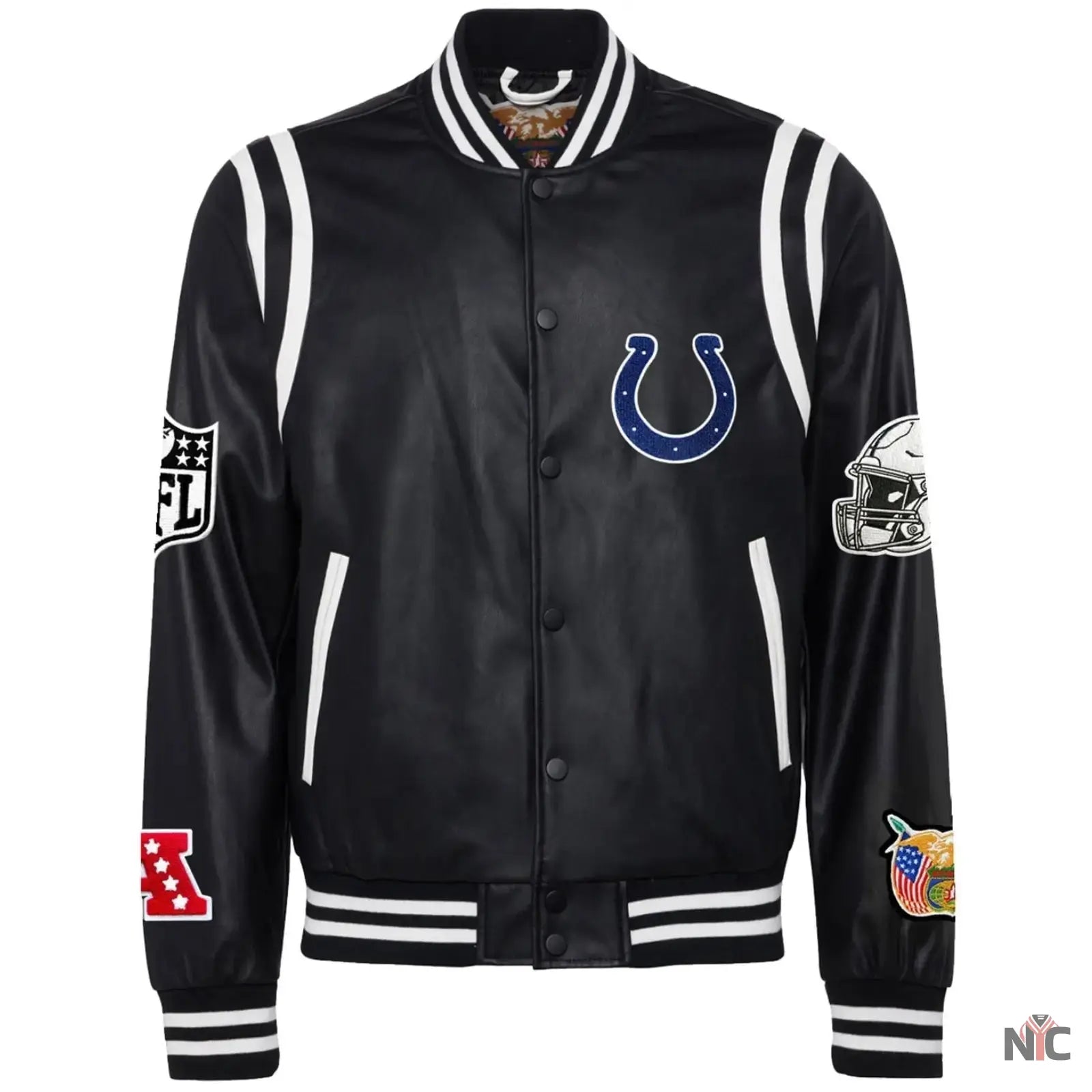 Indianapolis Colts Jeff Hamilton Leather Varsity Jacket