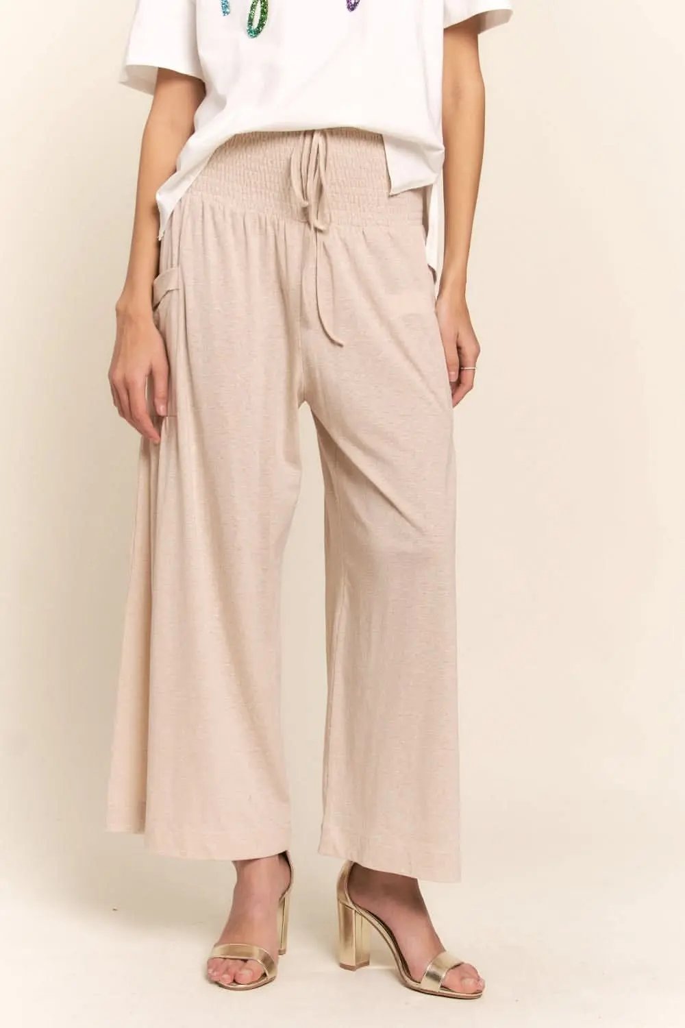 Trendsi Boho Wide Leg Pants Women&amp;#39;s Casual Trousers with Pockets USA Ship