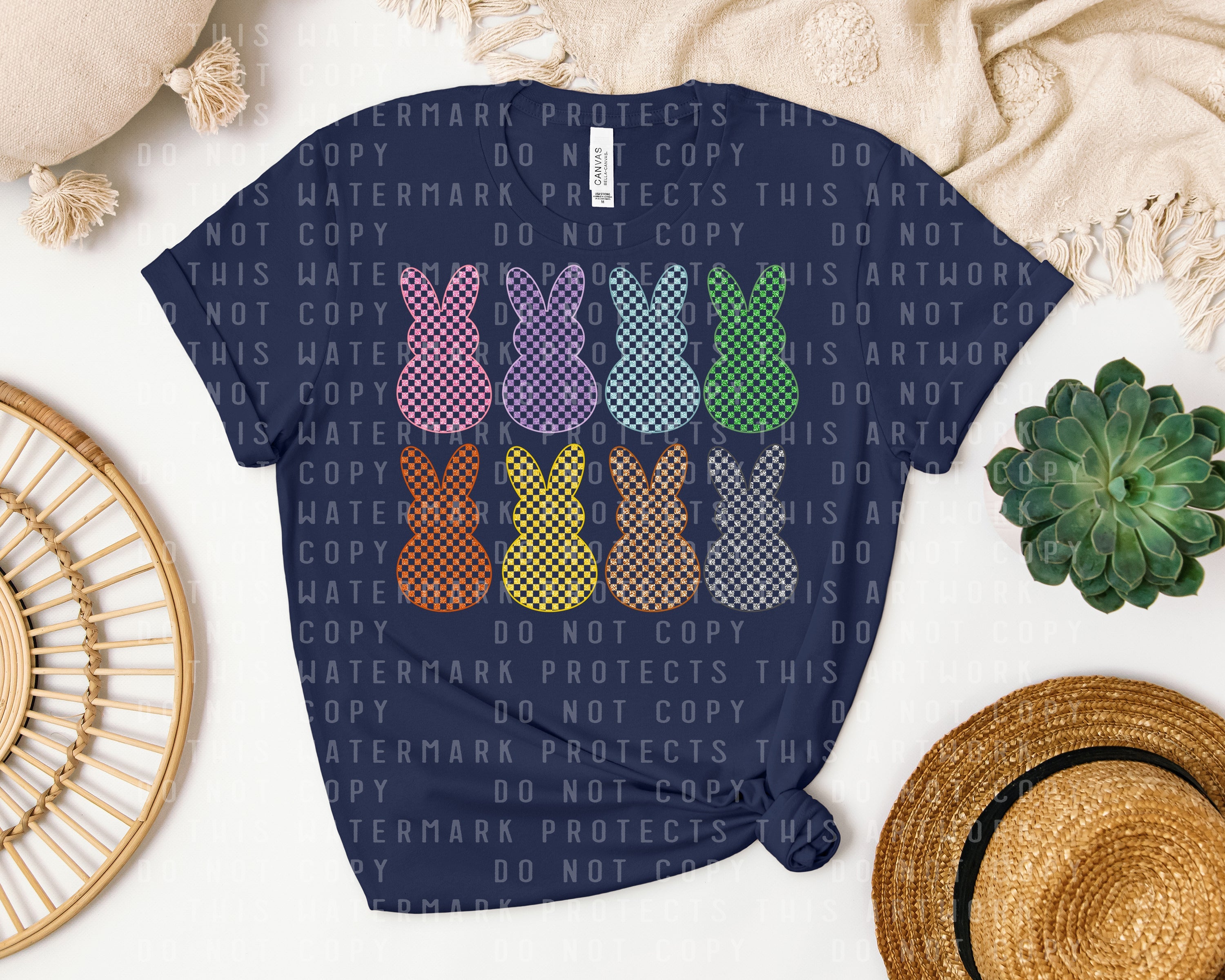 Checkered Bunnies Graphic Tee