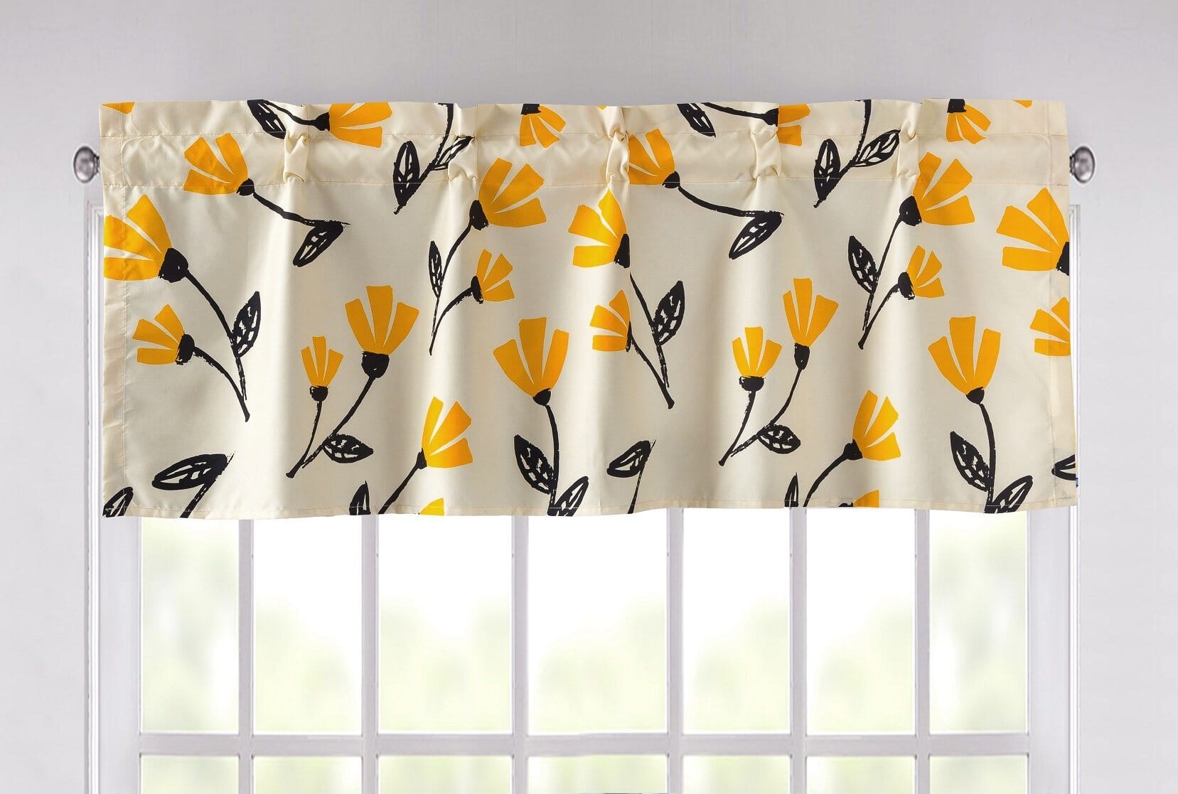 DaDa Bedding Yellow Fleur Floral Golden Orange Ivory Window Curtain Valance - 18&amp;quot; x 52&amp;quot; (18112)