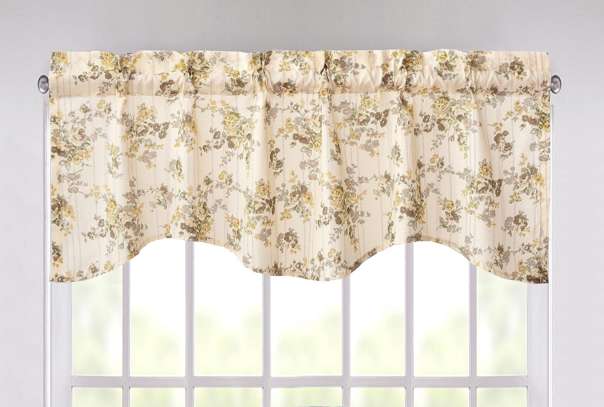DaDa Bedding Vintage Dainty Yellow Floral Cottage Window Curtain Valance - 18&amp;quot; x 52&amp;quot; (JHW-866)