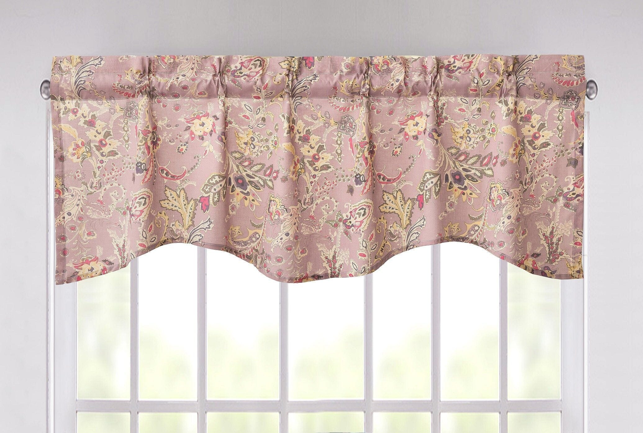 DaDa Bedding Bohemian Purple Burgundy Floral Paisley Window Curtain Valance - 18&amp;quot; x 52&amp;quot; (JHW-868)