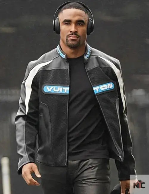 Jalen Hurts Louis Vuitton Black Leather Jacket