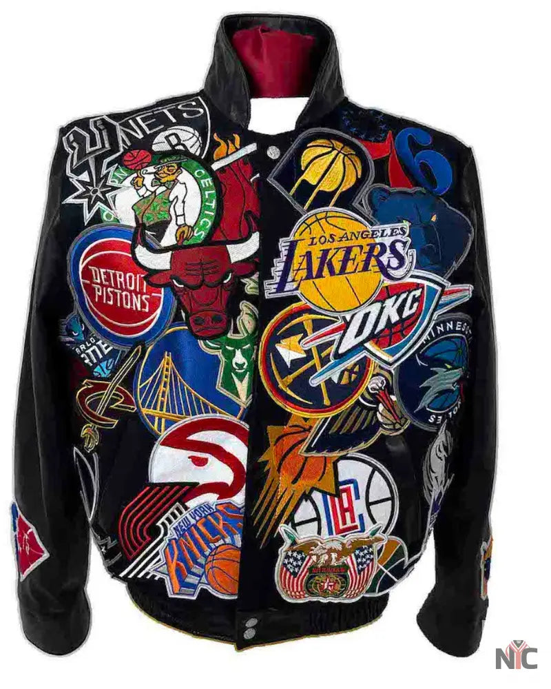 Jeff Hamilton NBA Megapatch Wool Black Leather Jacket