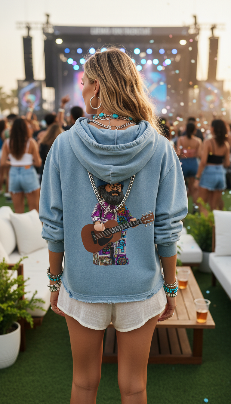 Jerry Garcia Mandala Vintage Washed Frayed-Hem Hoodie