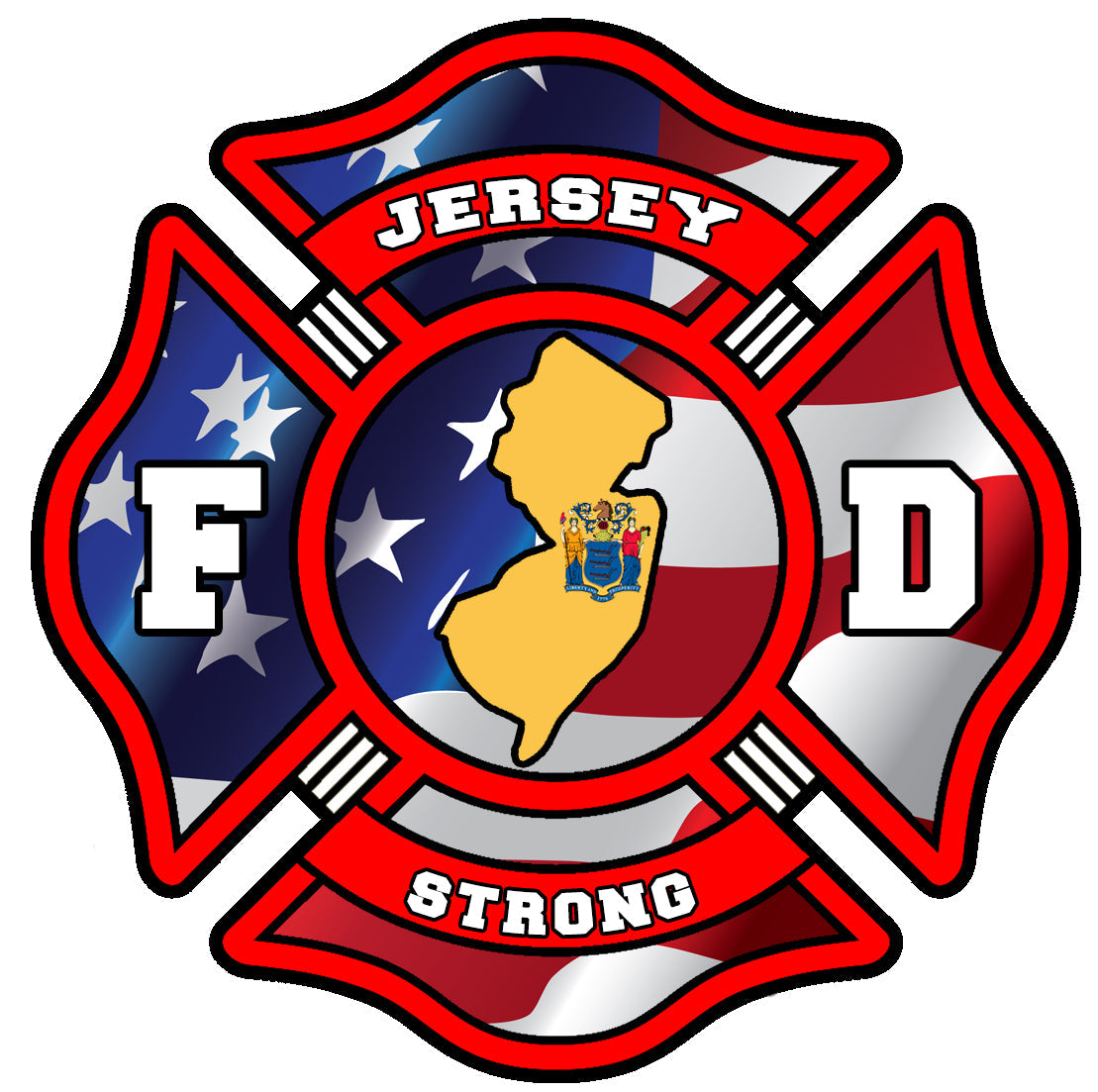 JERSEY STRONG FIREFIGHTER WINDOW DECAL
