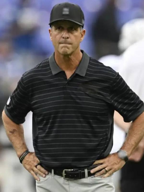 John Harbaugh NFL Preseason 2025 Black Polo Shirt