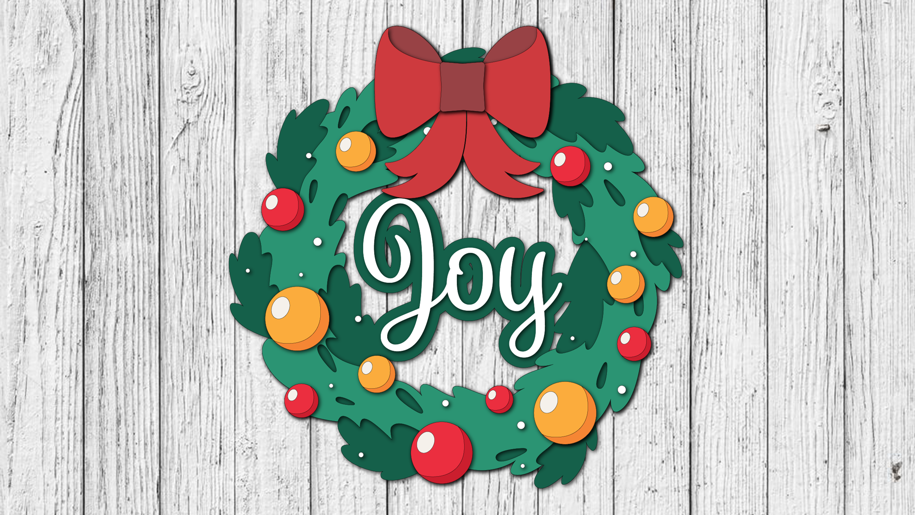 Joy Christmas Wreath Door Hanger